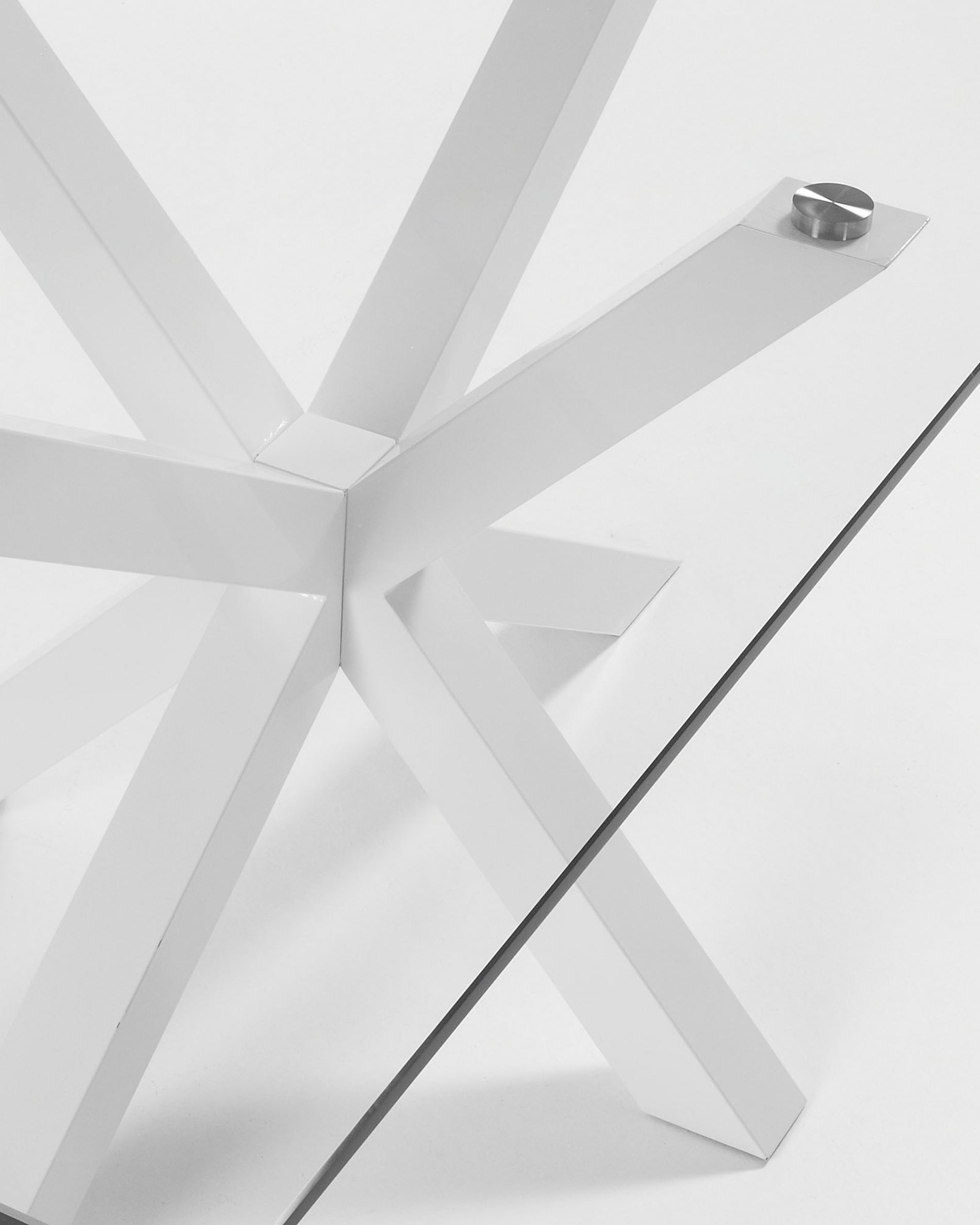 Argo glass table and steel legs with white finish, 180 x 100 cm - Detail