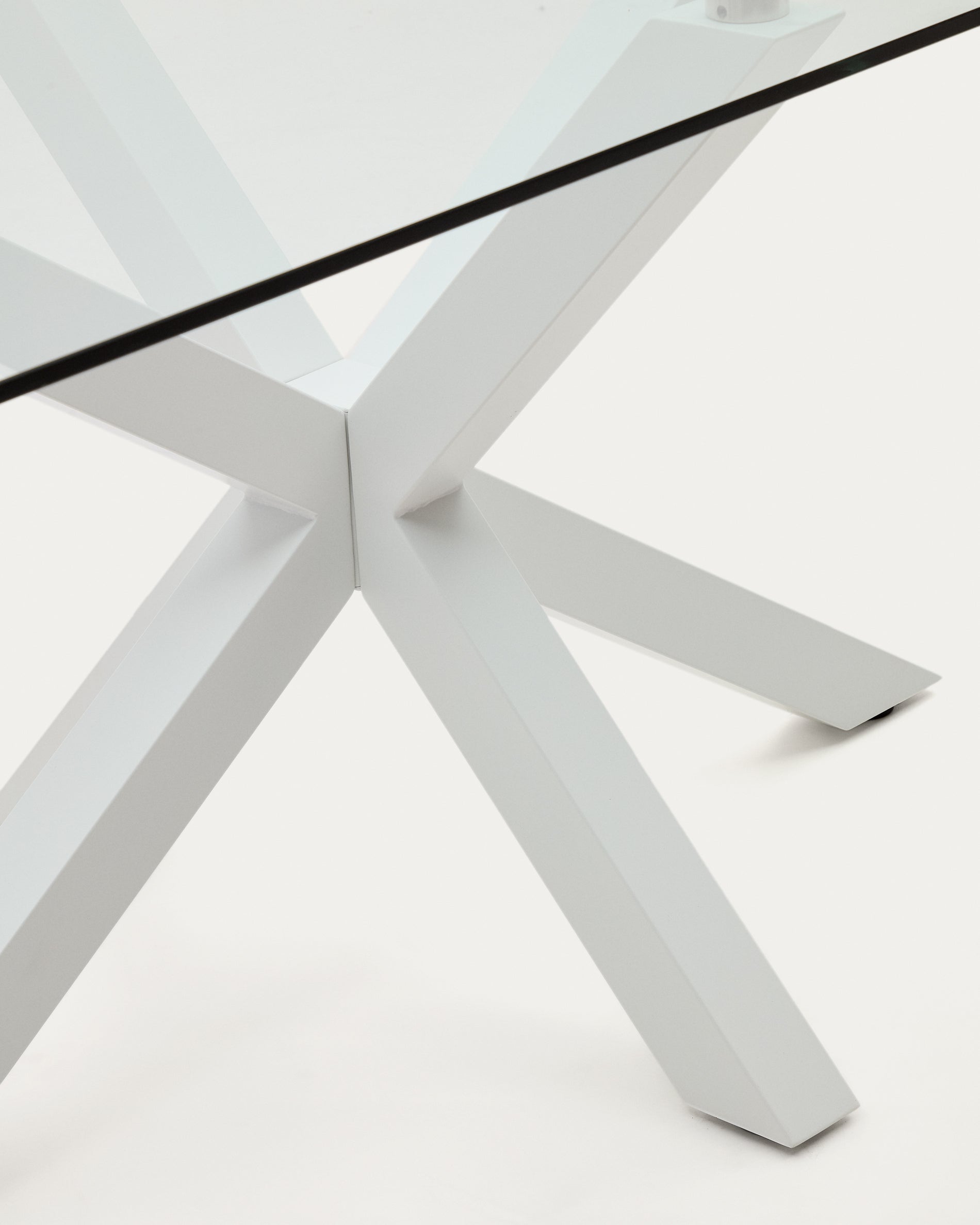 Argo glass table and steel legs with white finish, 180 x 100 cm - Detail