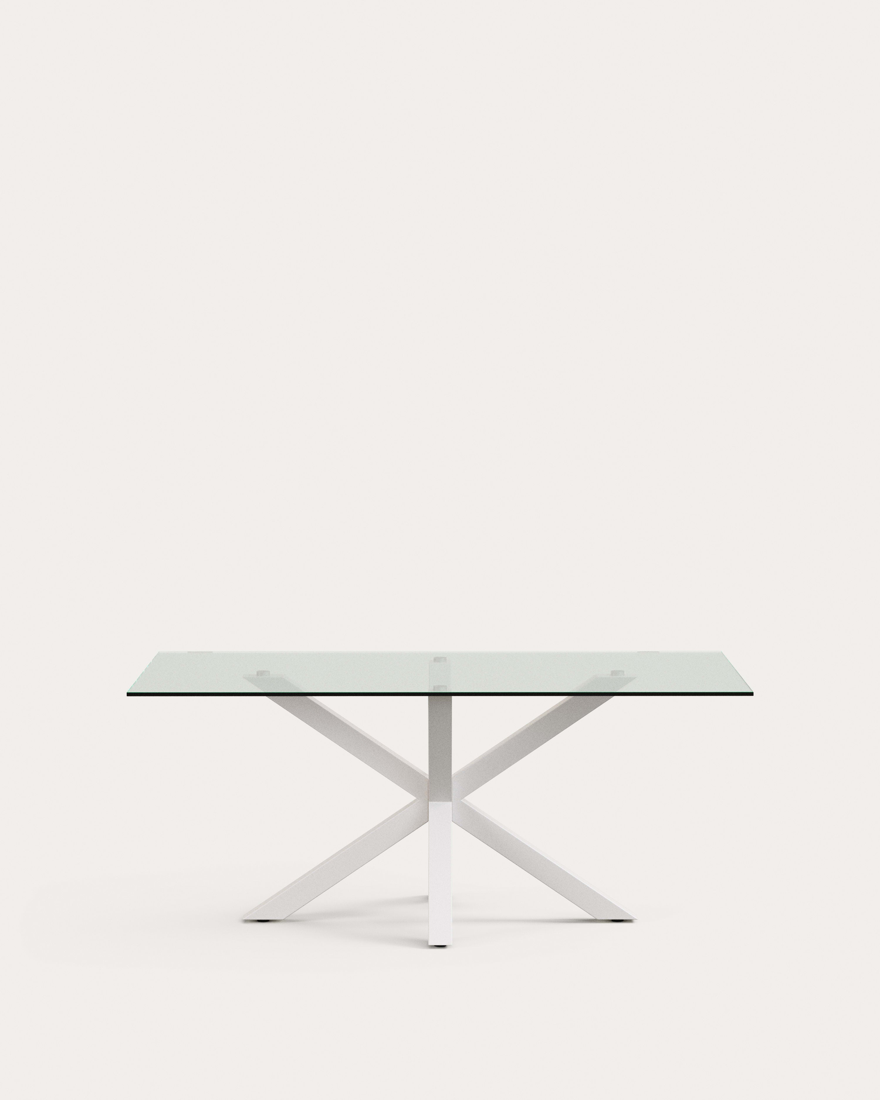 Argo glass table and steel legs with white finish, 180 x 100 cm - Product View