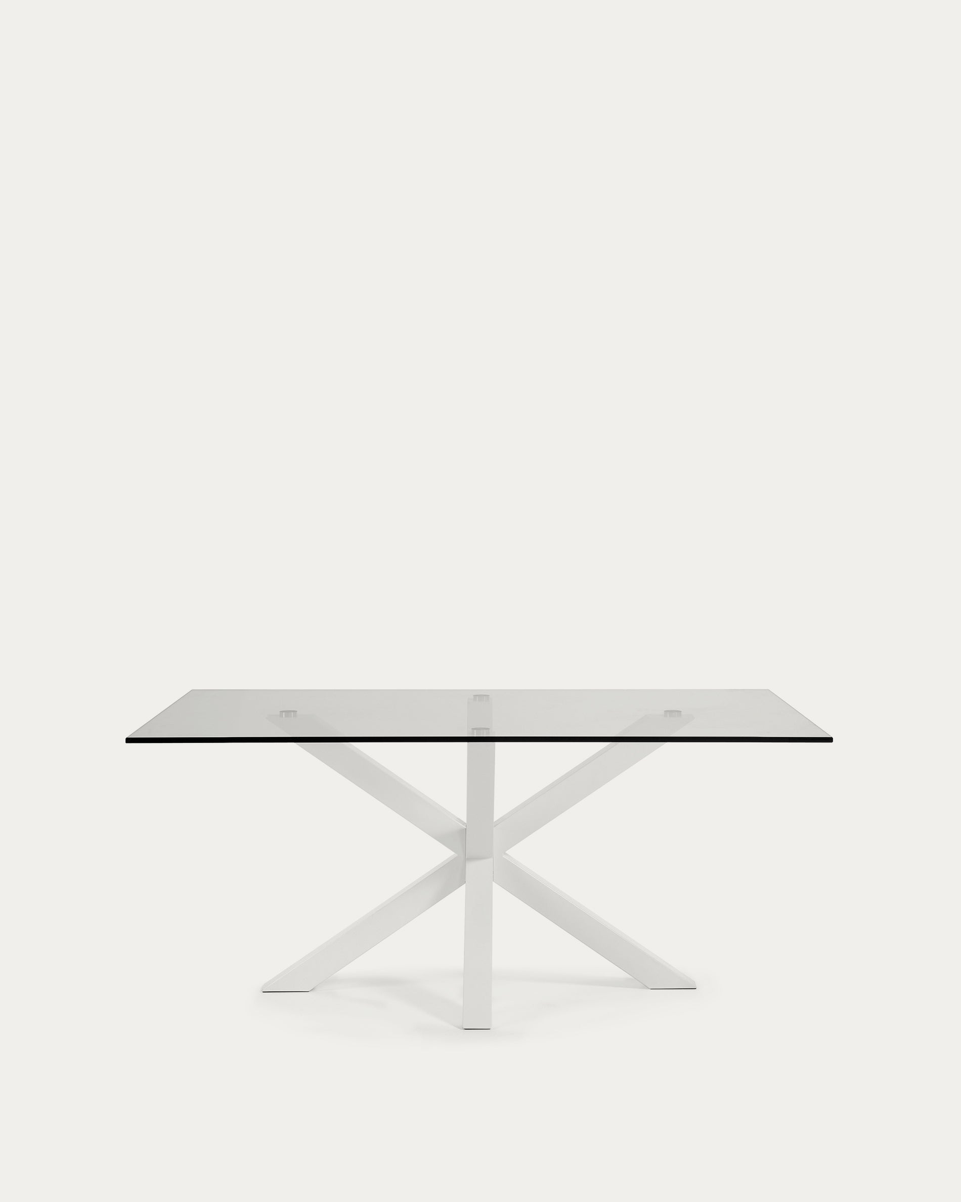 Argo glass table and steel legs with white finish, 180 x 100 cm - Product View