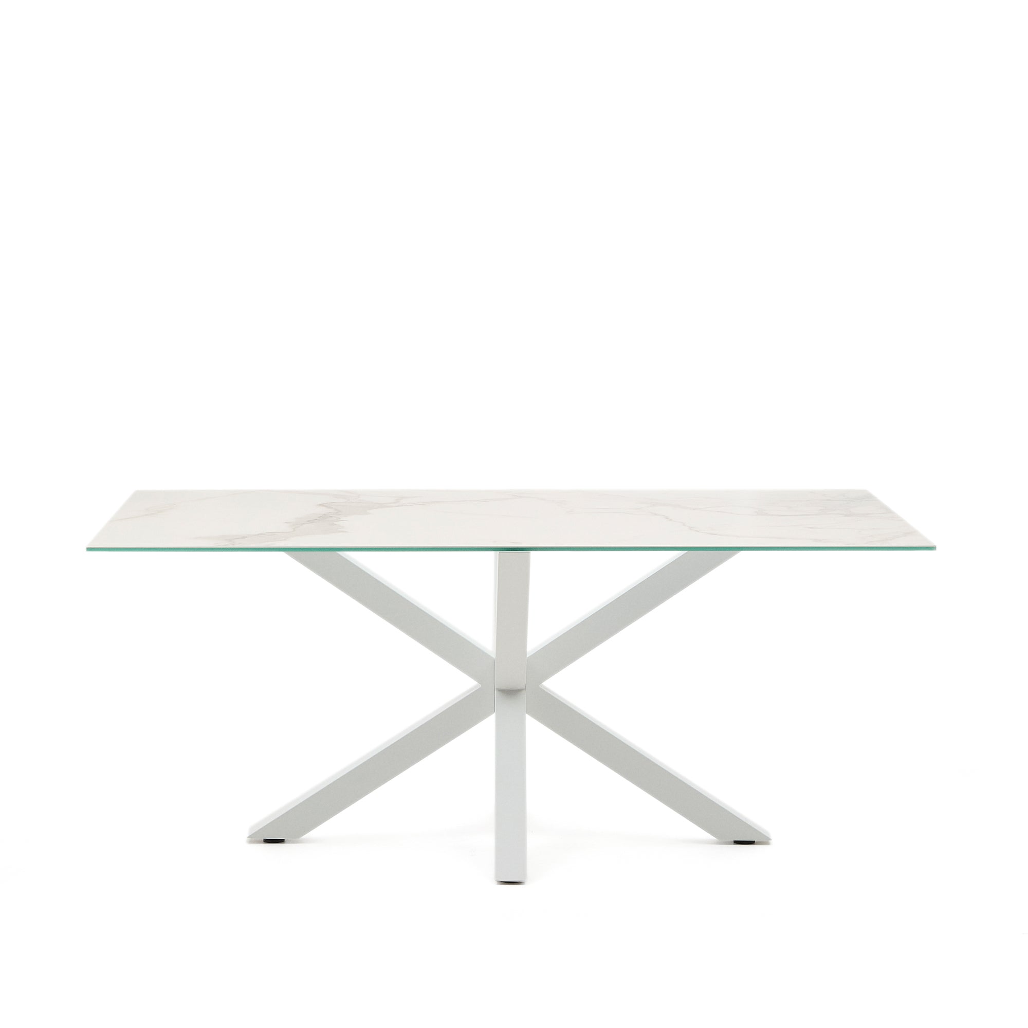 Argo asztal fehér Kalos porcelánból és acél lábakkal fehér befejezéssel, 180 x 100 cm