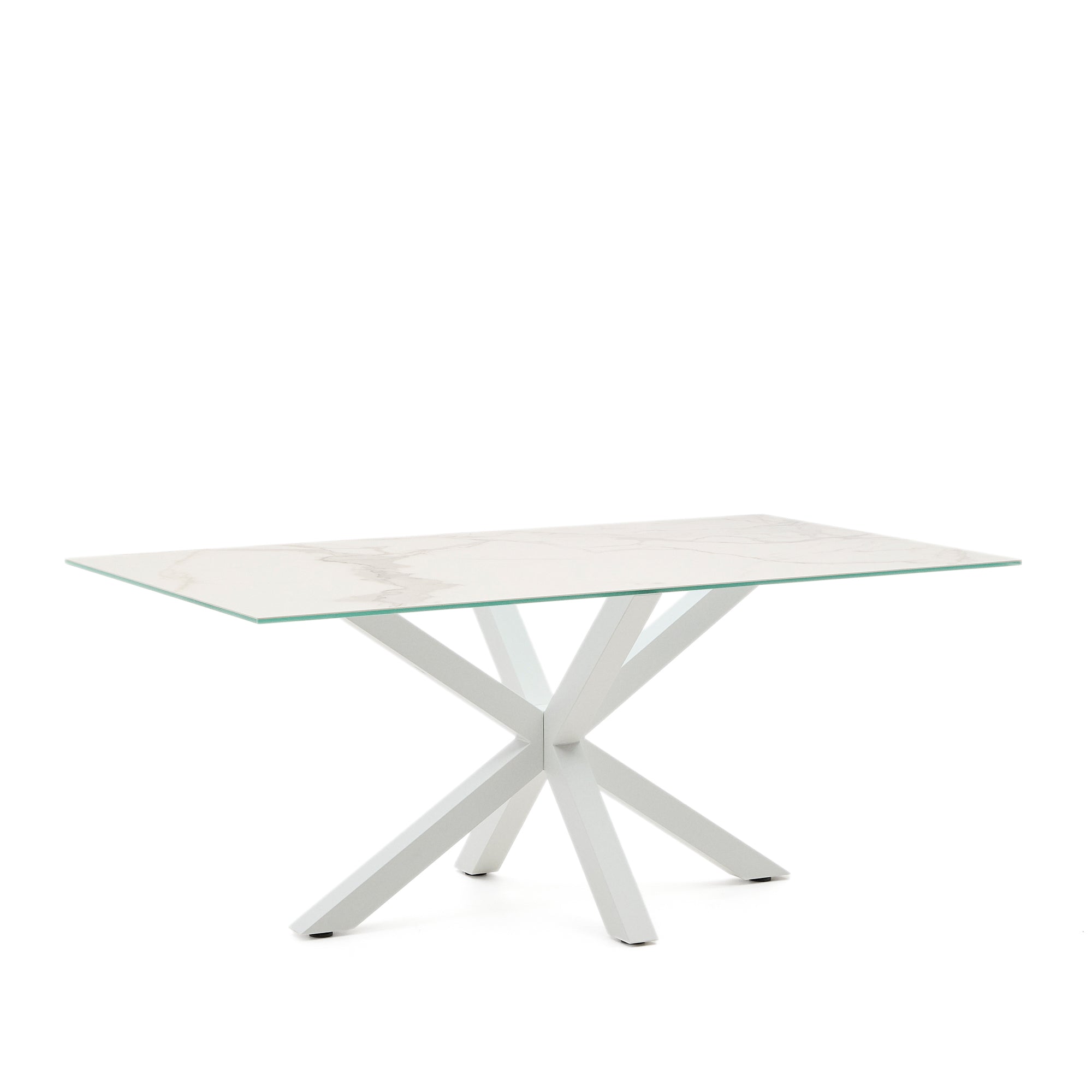 Argo asztal fehér Kalos porcelánból és acél lábakkal fehér befejezéssel, 180 x 100 cm