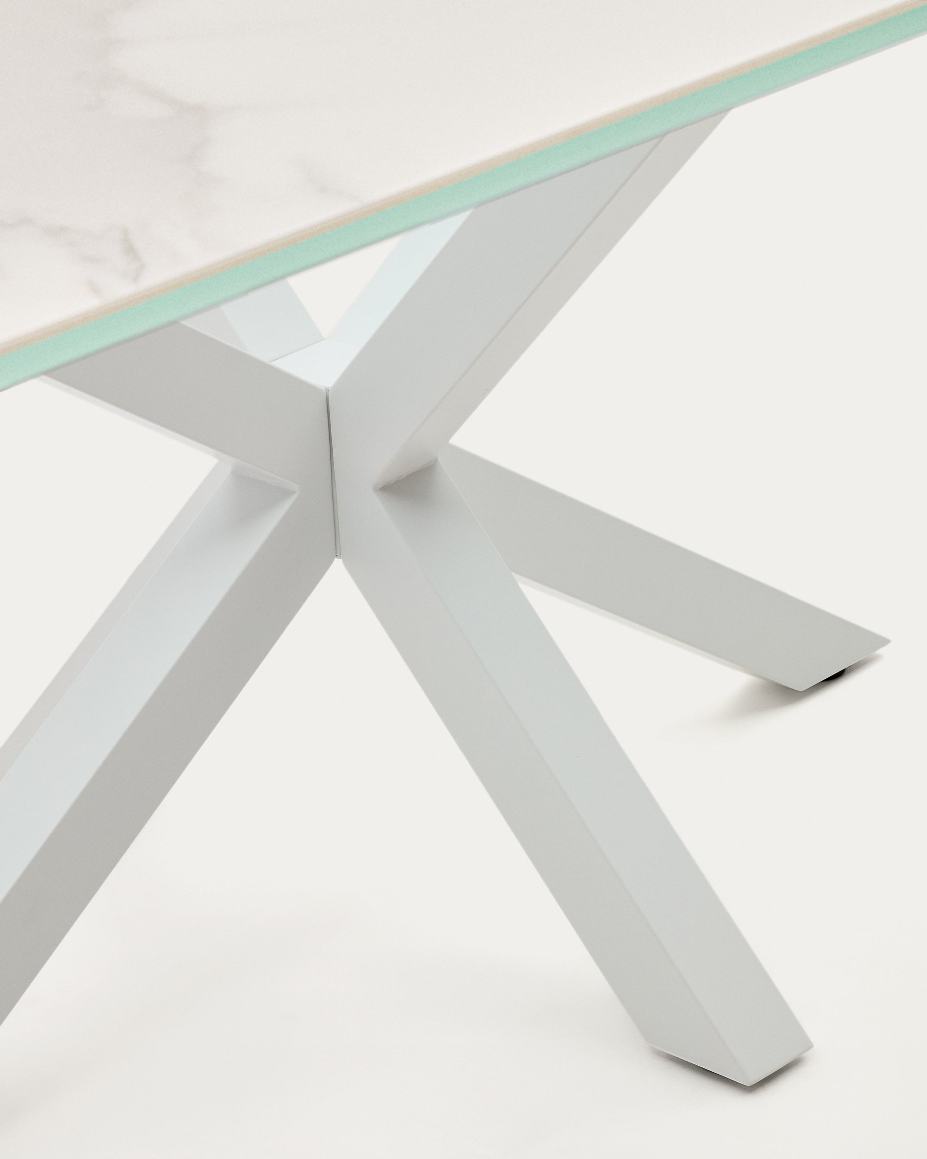 Argo table in white Kalos porcelain and steel legs with white finish, 180 x 100 cm
