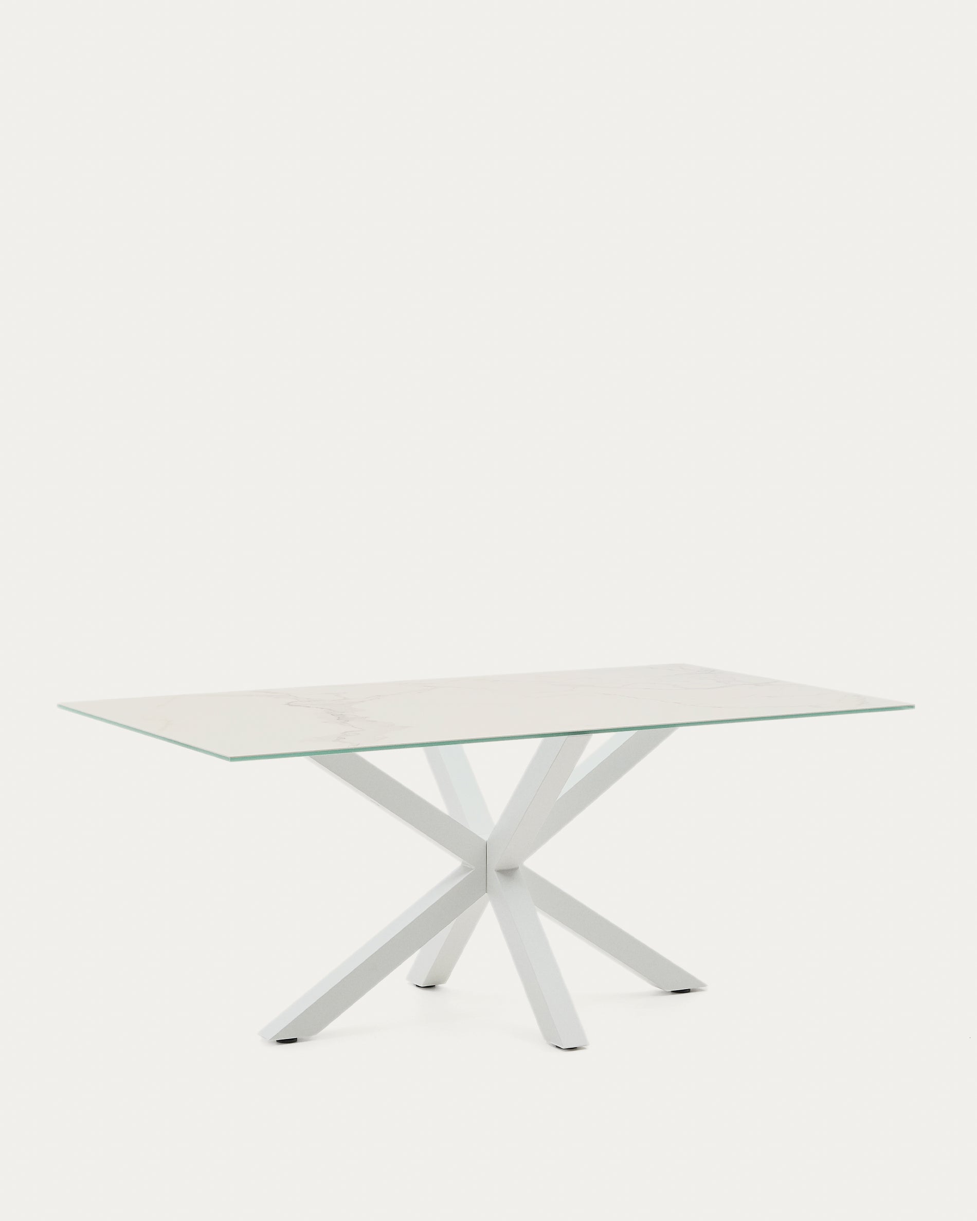 Argo table in white Kalos porcelain and steel legs with white finish, 180 x 100 cm