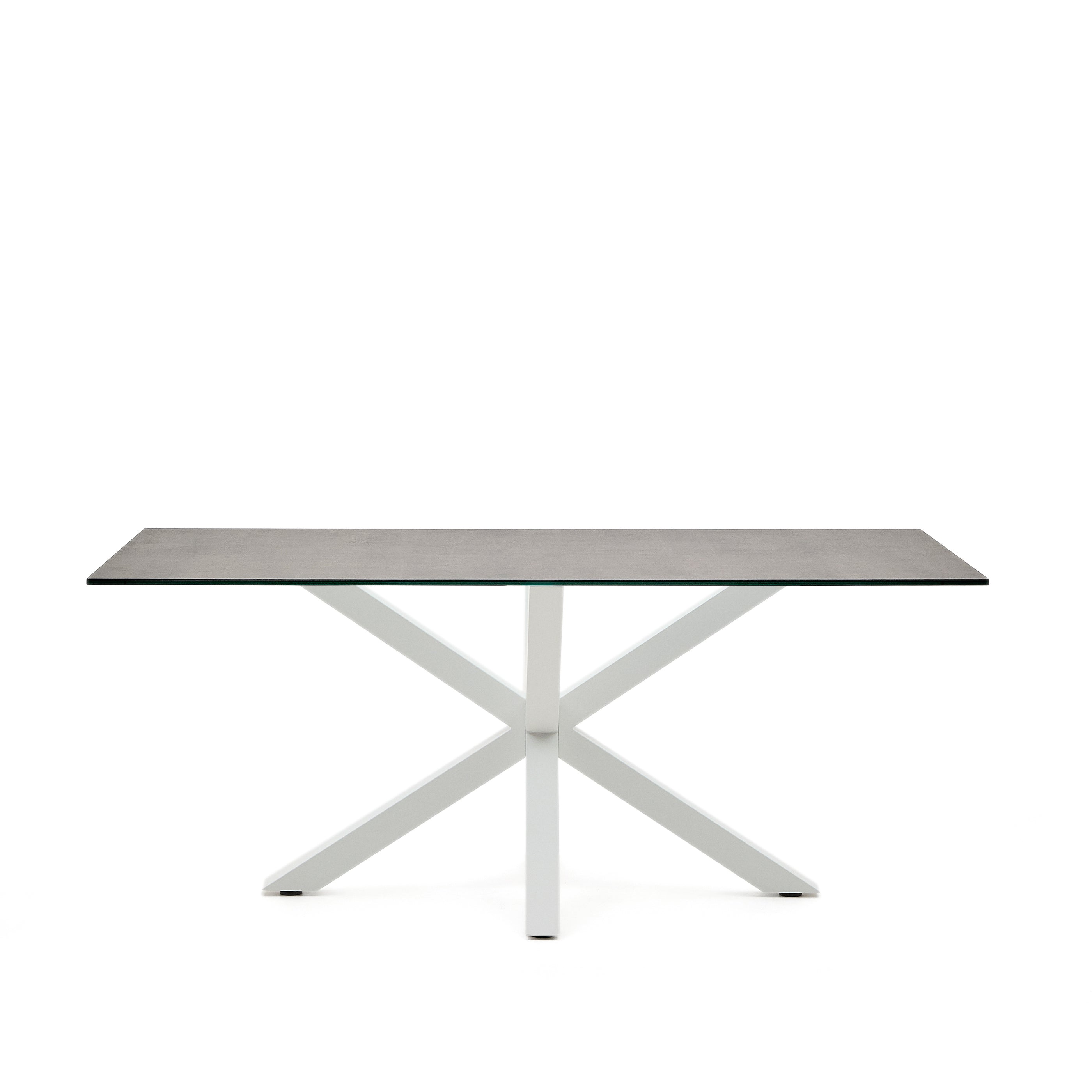 Argo table Iron Moss porcelain and steel legs with white finish, 180 x 100 cm