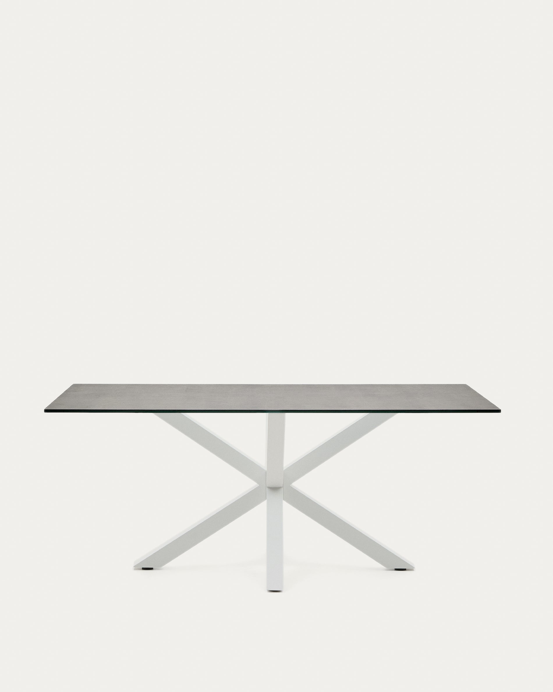 Argo asztal Vas Moha porcelánból és acél lábakkal fehér befejezéssel, 180 x 100 cm