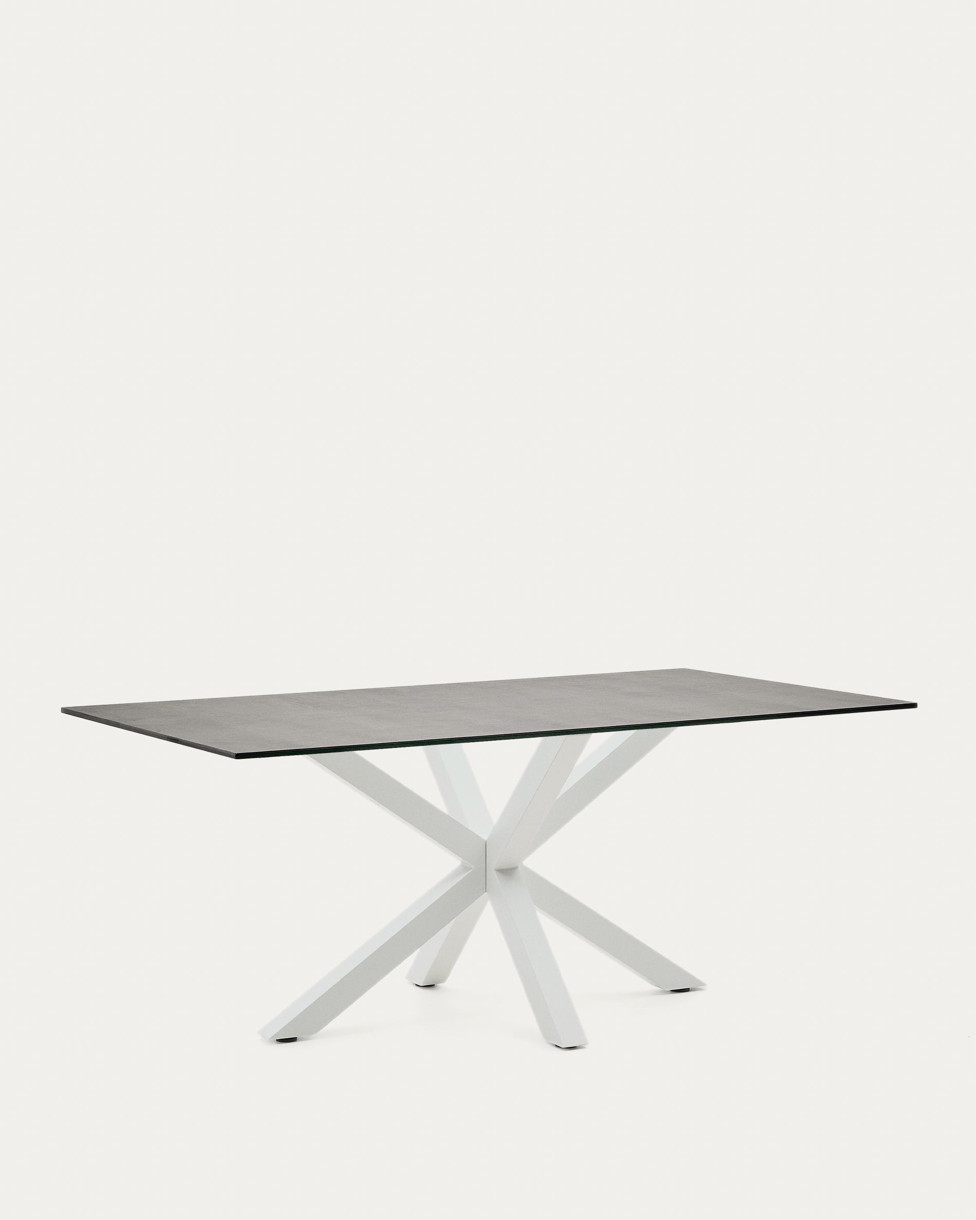 Argo table Iron Moss porcelain and steel legs with white finish, 180 x 100 cm