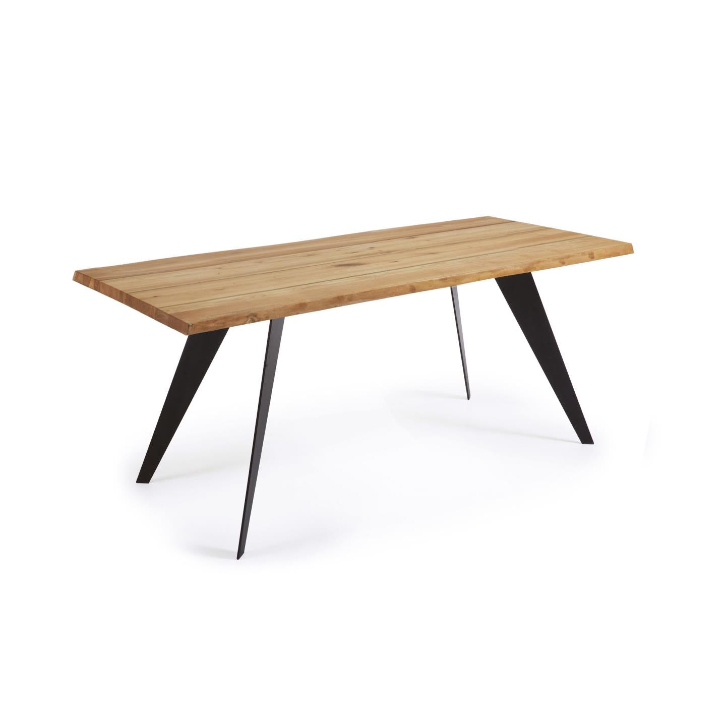 Koda oak veneer table with natural finish and steel legs with black finish 160 x 90 cm - Product Image