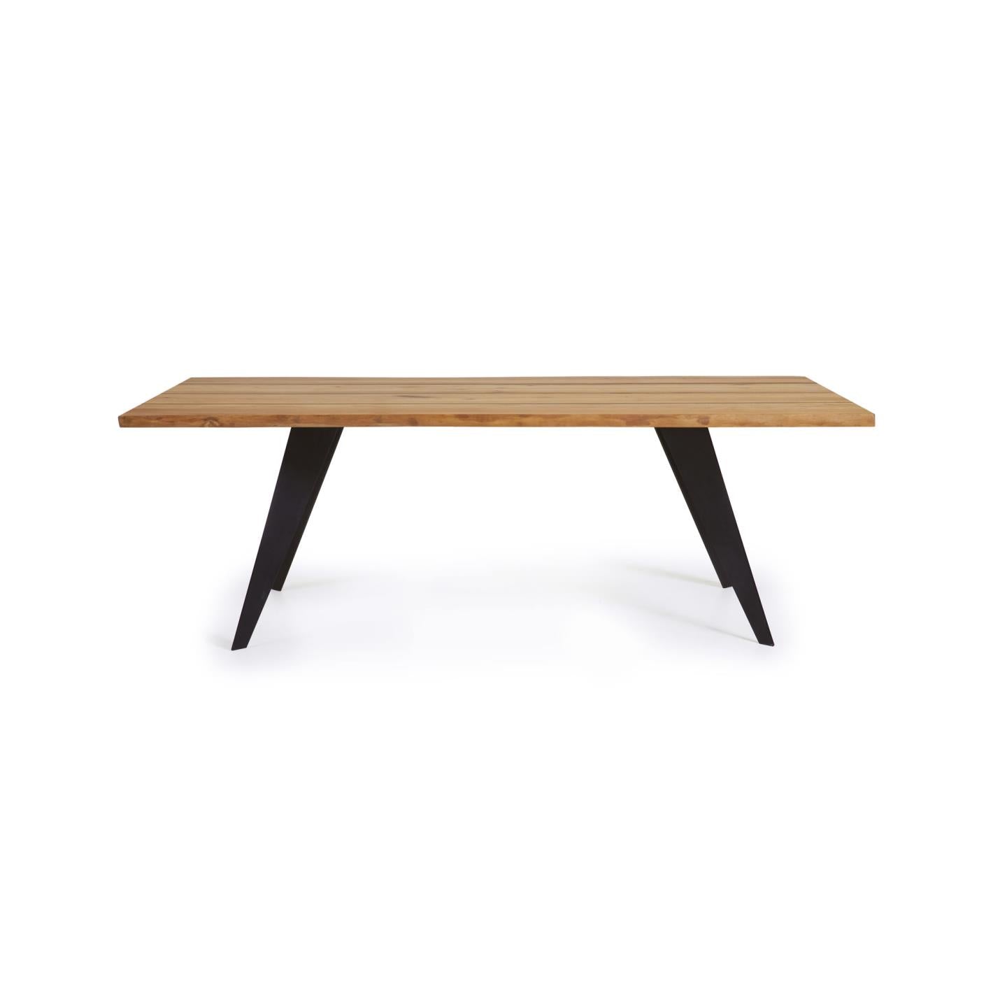 Koda oak veneer table with natural finish and steel legs with black finish 160 x 90 cm - Product Image