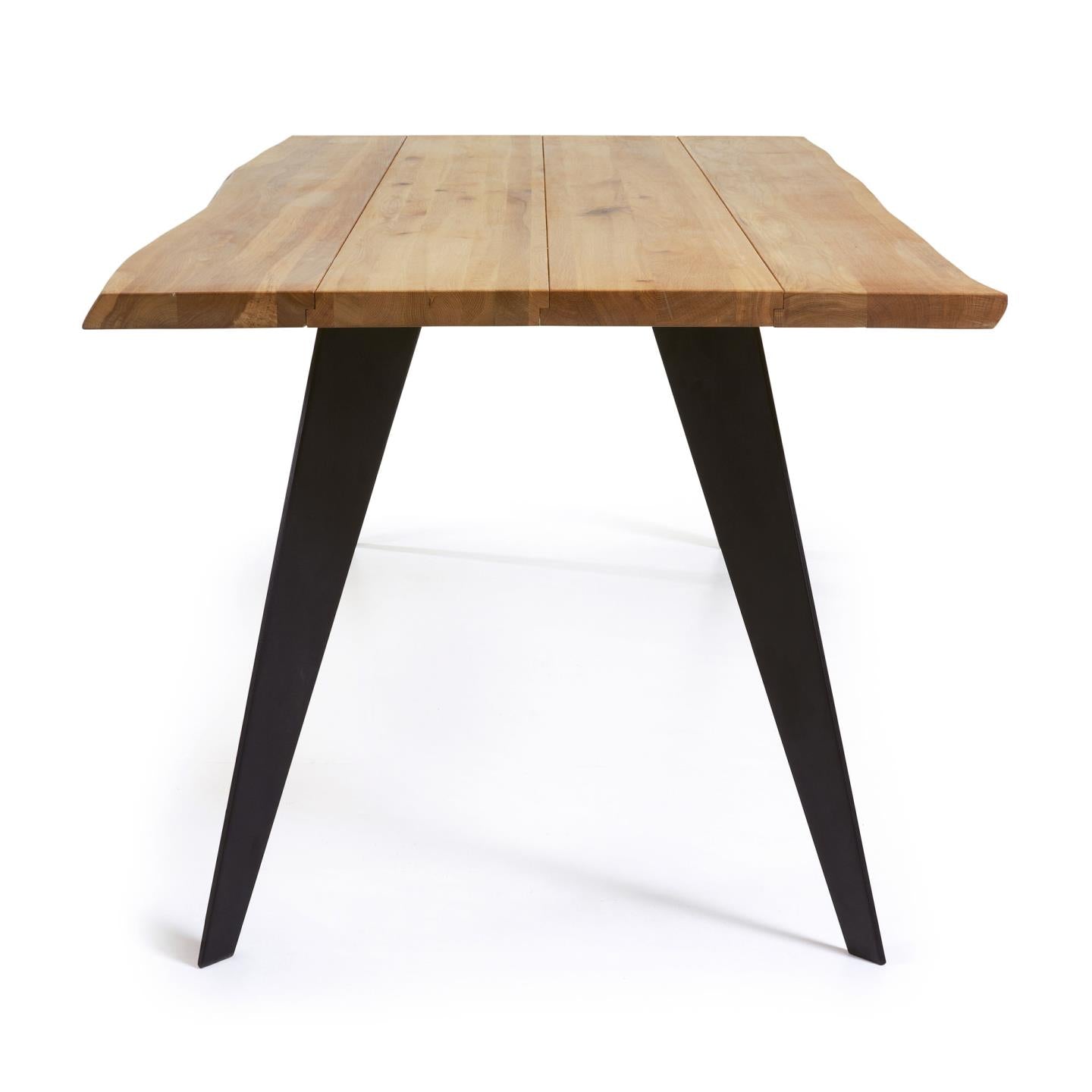 Koda oak veneer table with natural finish and steel legs with black finish 160 x 90 cm - Product Image
