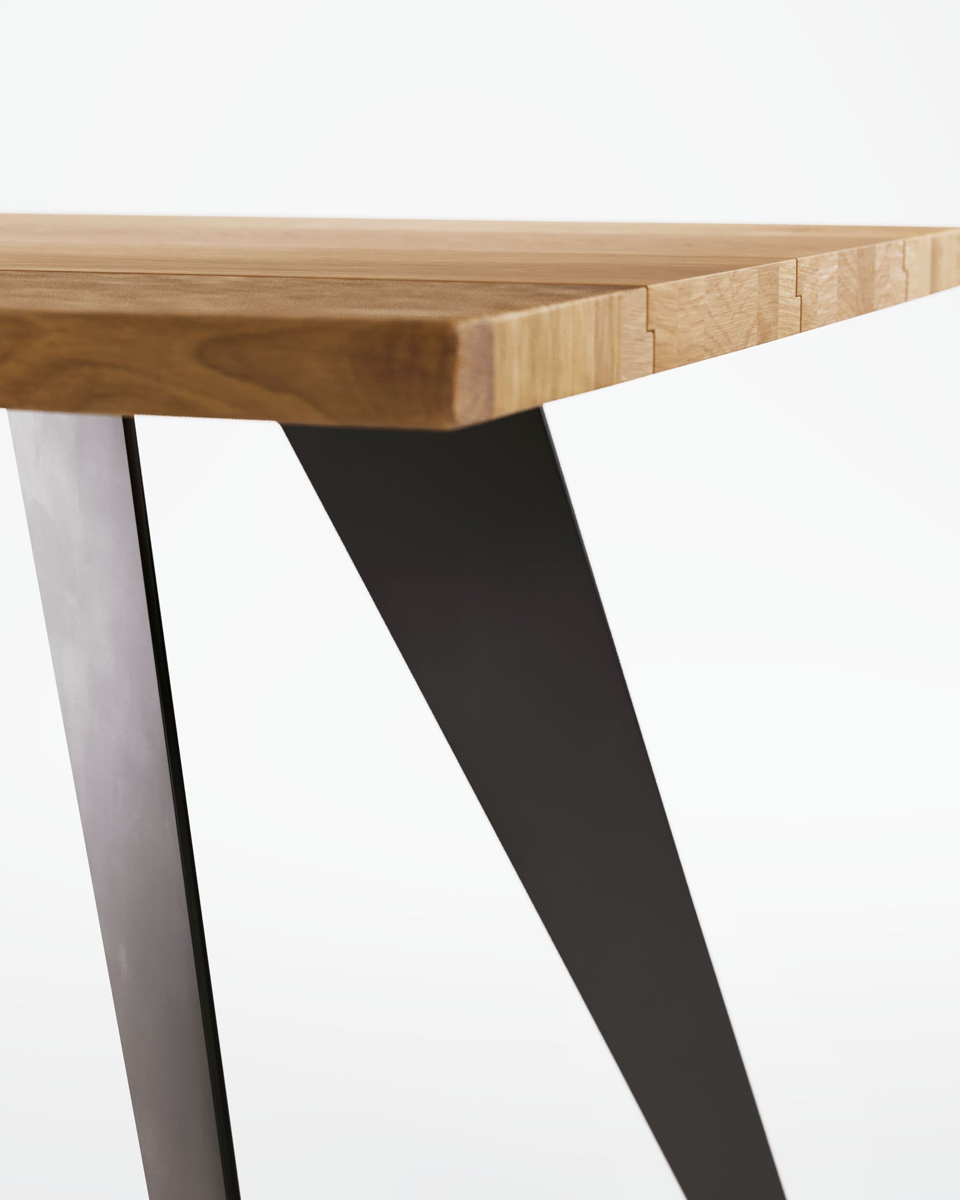 Koda oak veneer table with natural finish and steel legs with black finish 160 x 90 cm - Detail