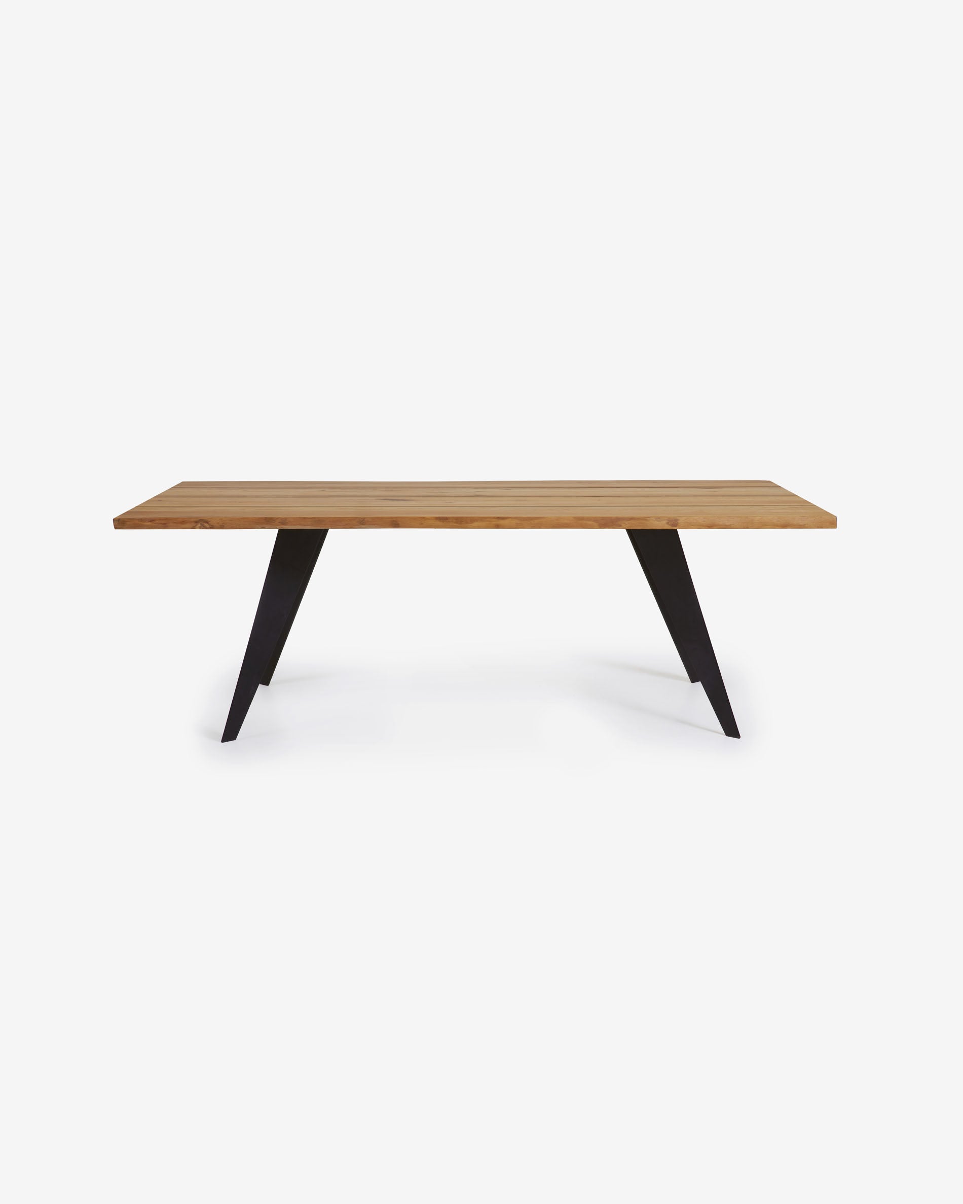 Koda oak veneer table with natural finish and steel legs with black finish 160 x 90 cm - Product View