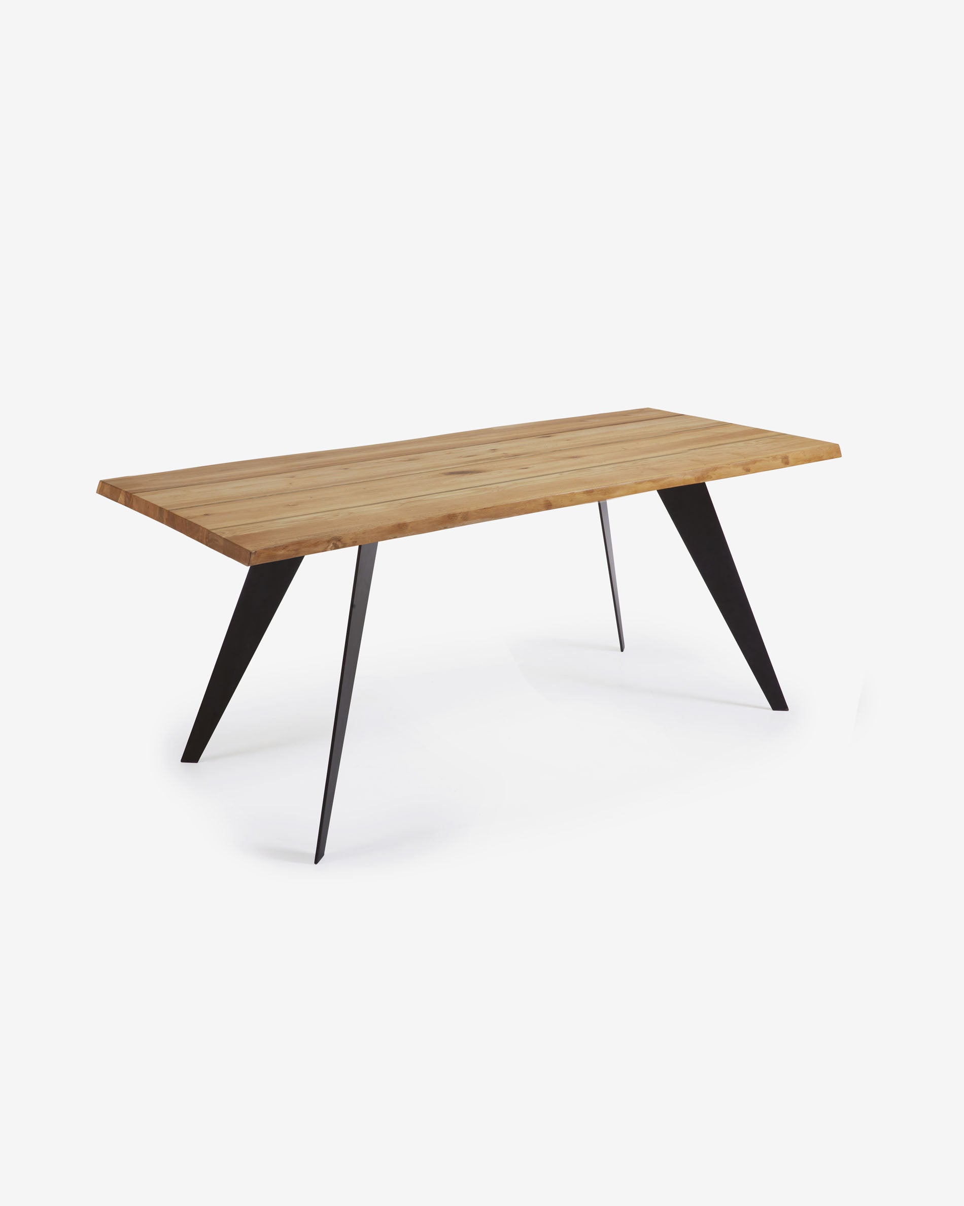 Koda oak veneer table with natural finish and steel legs with black finish 160 x 90 cm - Product View