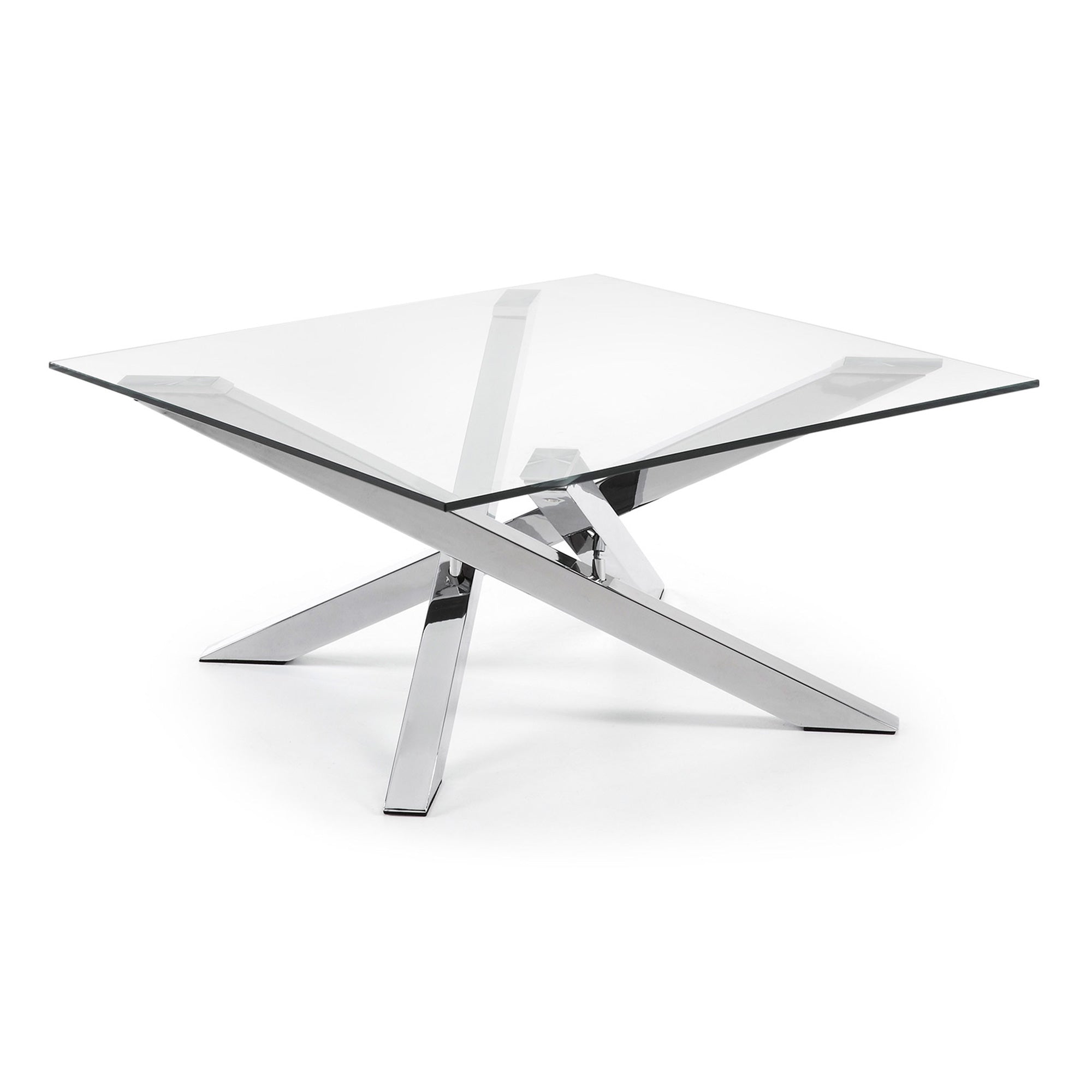 Kamido coffee table 90 x 90 cm on glass top steel legs - Product Image