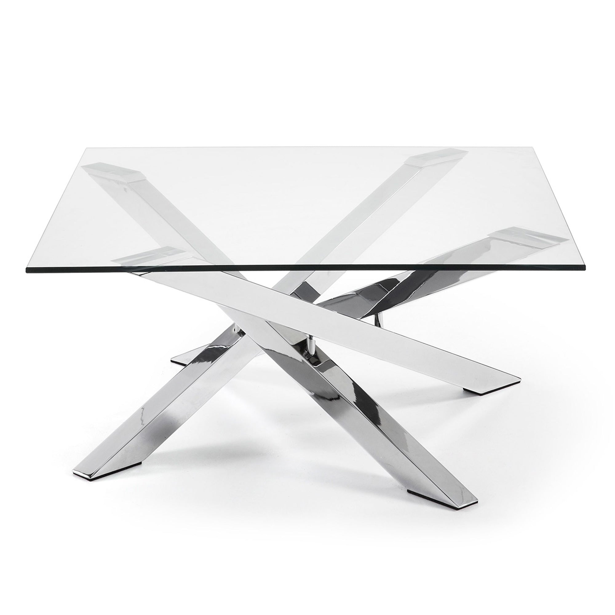 Kamido coffee table 90 x 90 cm on glass top steel legs - Product Image