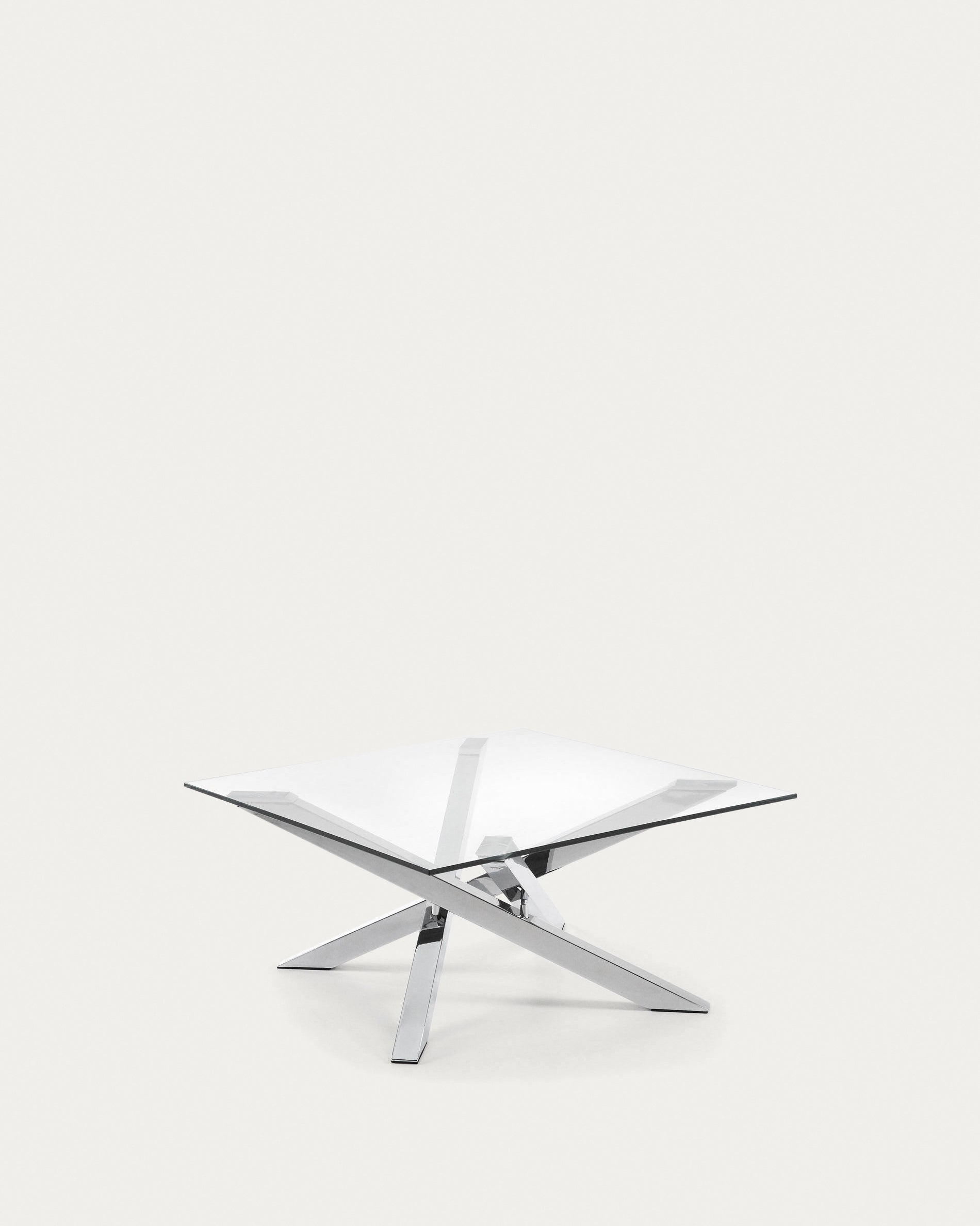 Kamido coffee table 90 x 90 cm on glass top steel legs - Product View