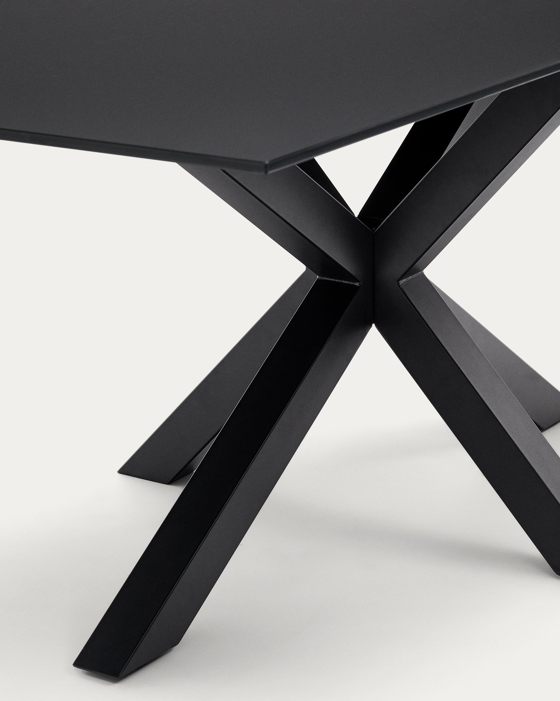 Argo table with black glass and black steel legs 200 x 100 cm