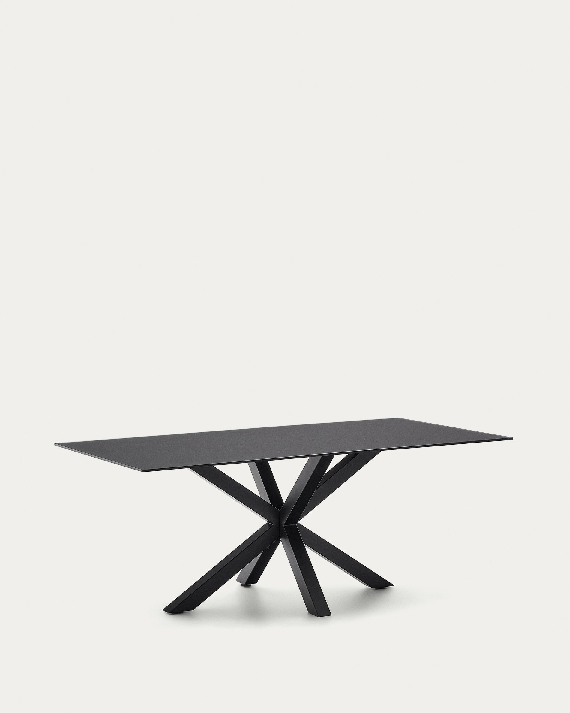 Argo table with black glass and black steel legs 200 x 100 cm - Product View