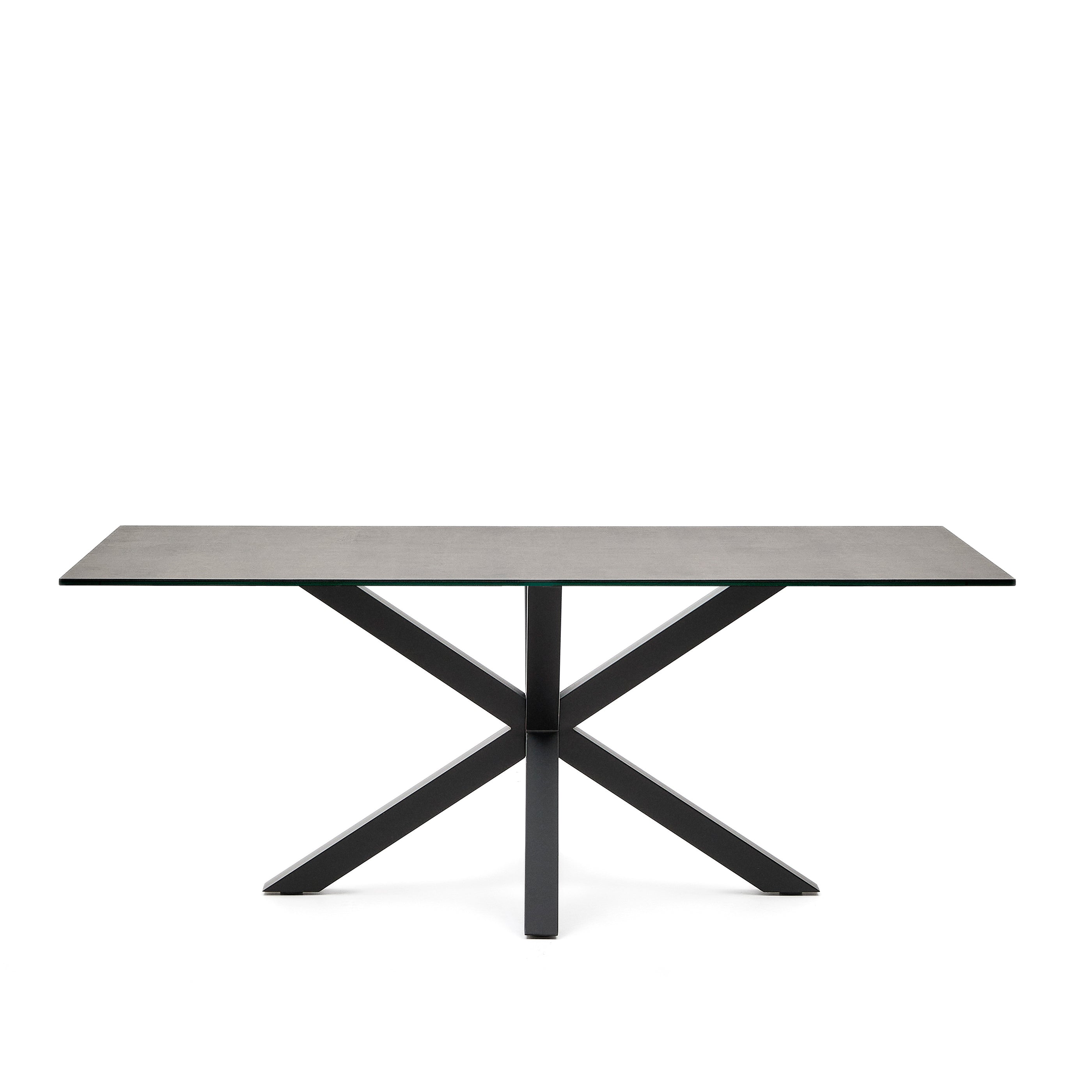 Argo table Iron Moss porcelain and steel legs with black finish, 200 x 100 cm
