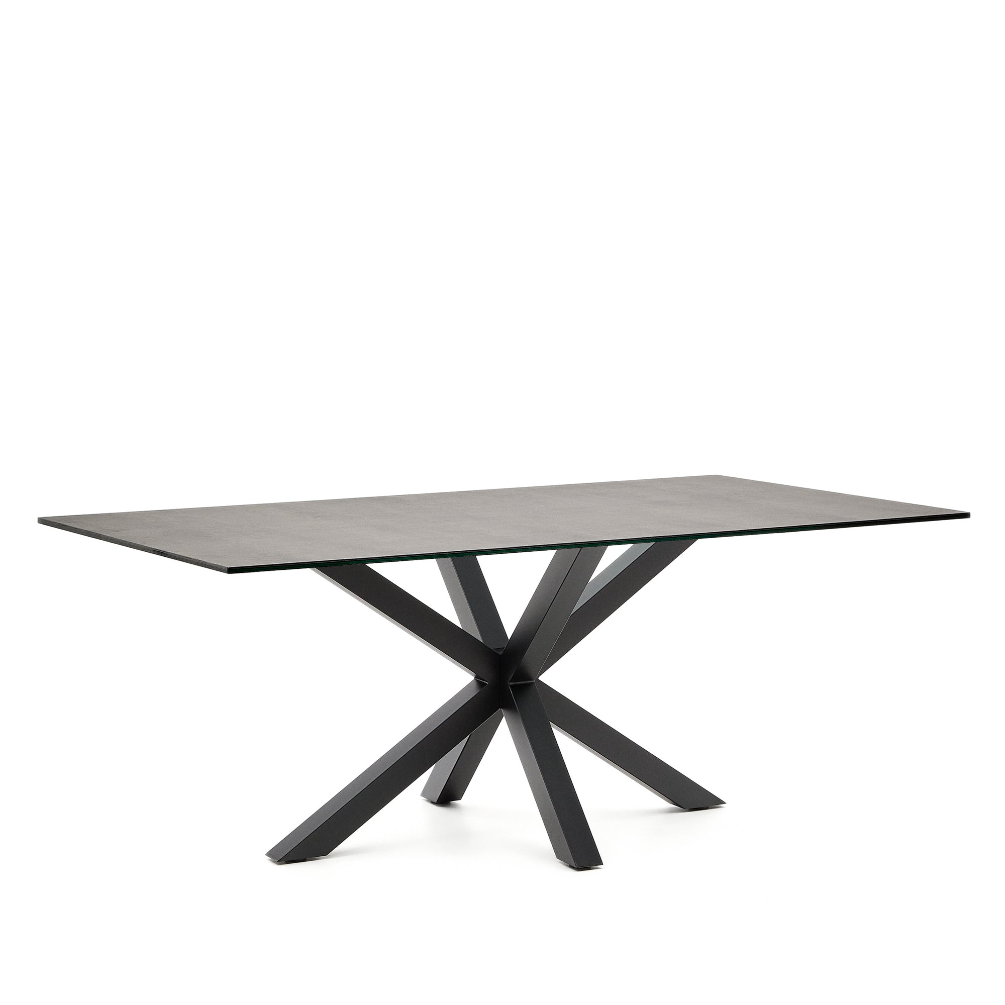 Argo asztal Vas Moha porcelánból és acél lábakkal fekete befejezéssel, 200 x 100 cm