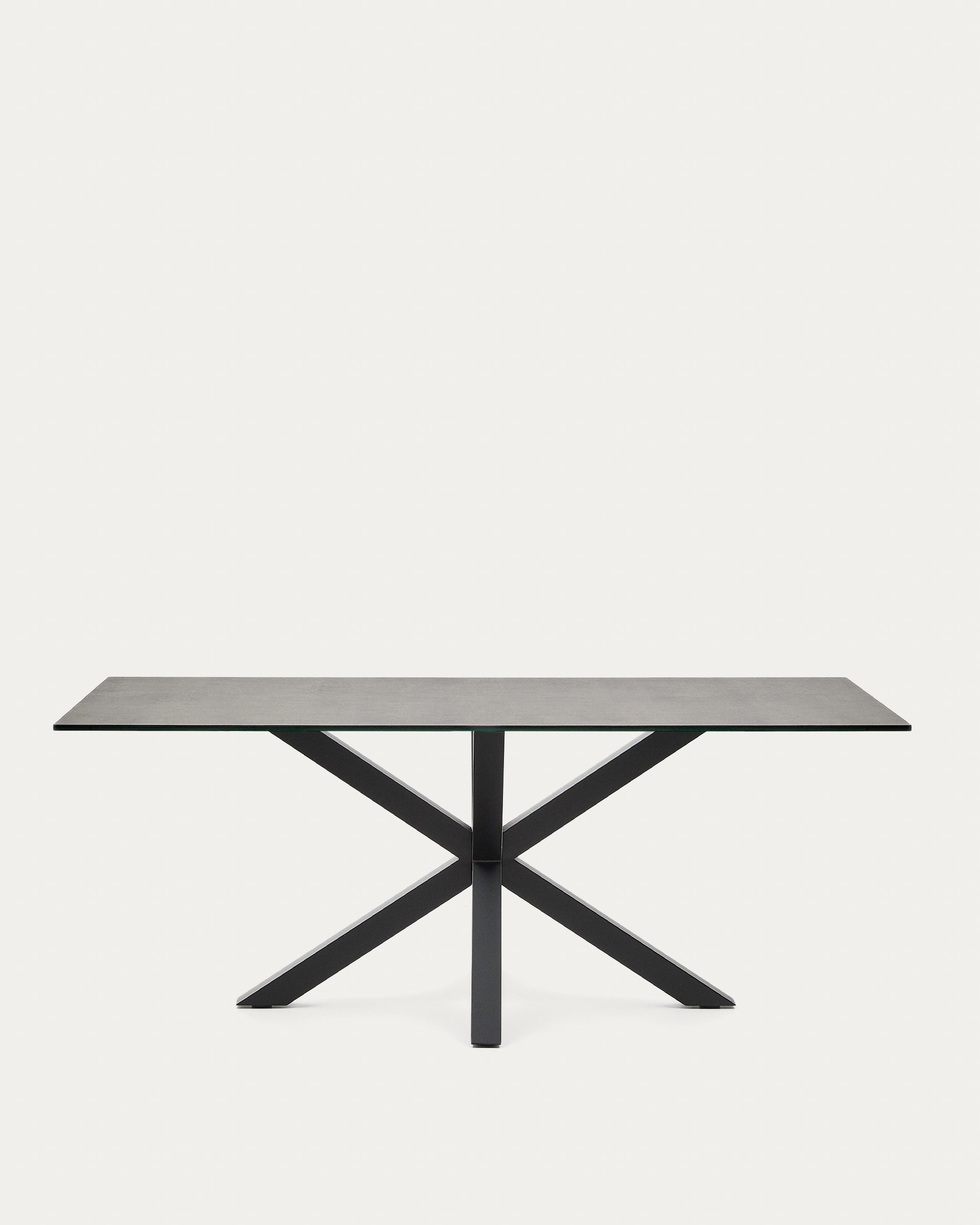 Argo asztal Vas Moha porcelánból és acél lábakkal fekete befejezéssel, 200 x 100 cm