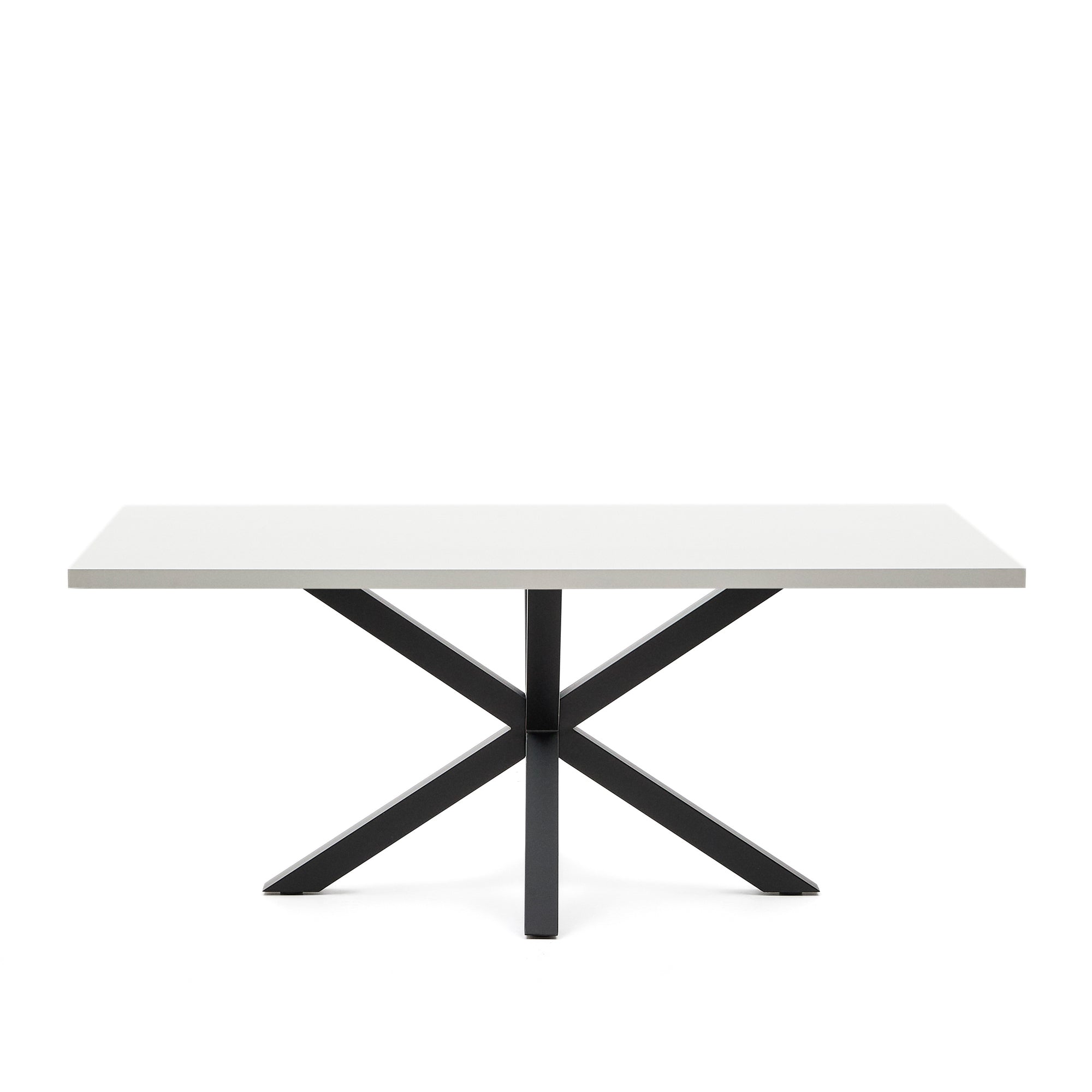 Argo table in melamine with white finish and steel legs with black finish 200 x 100 cm - Product Image