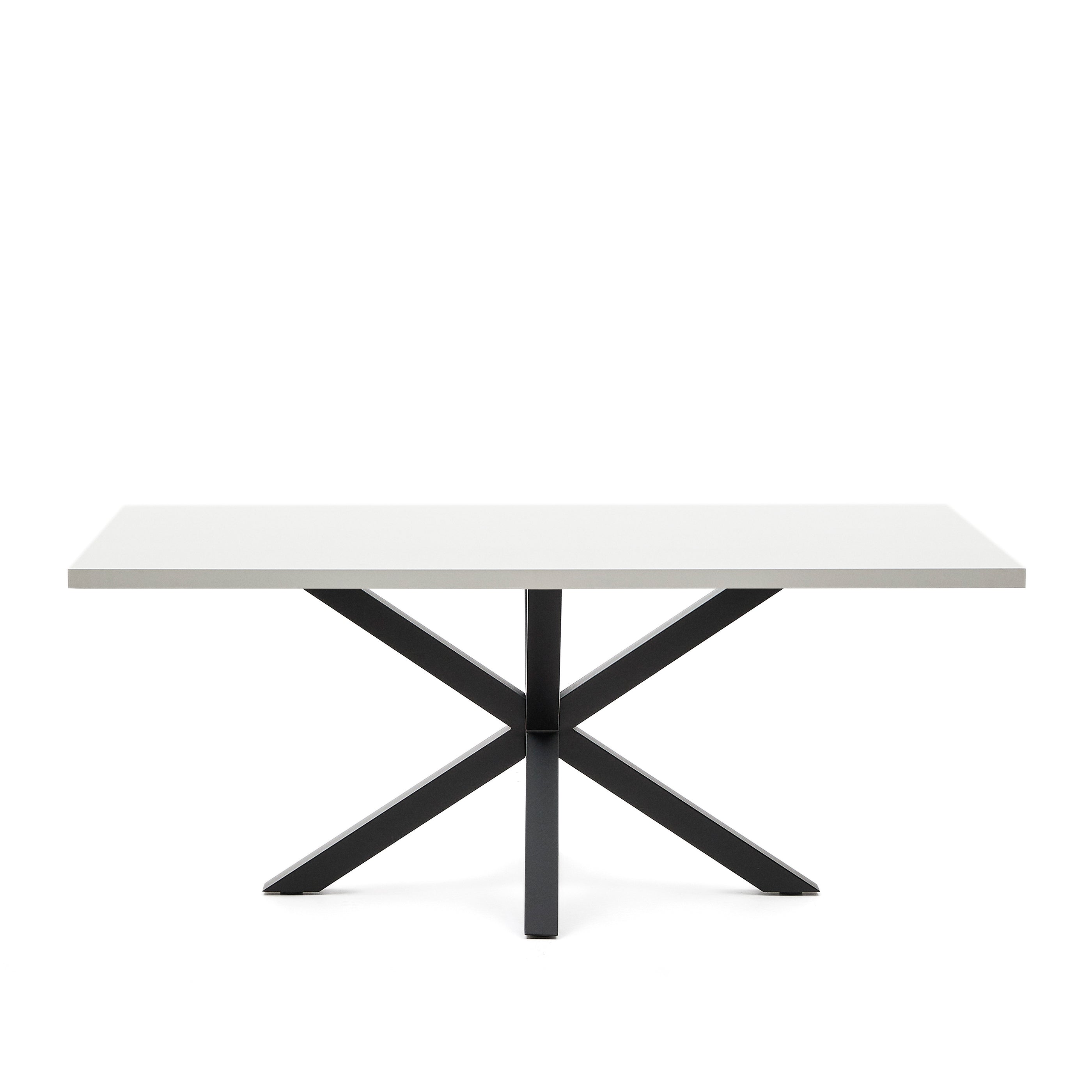 Argo table in melamine with white finish and steel legs with black finish 200 x 100 cm - Product Image