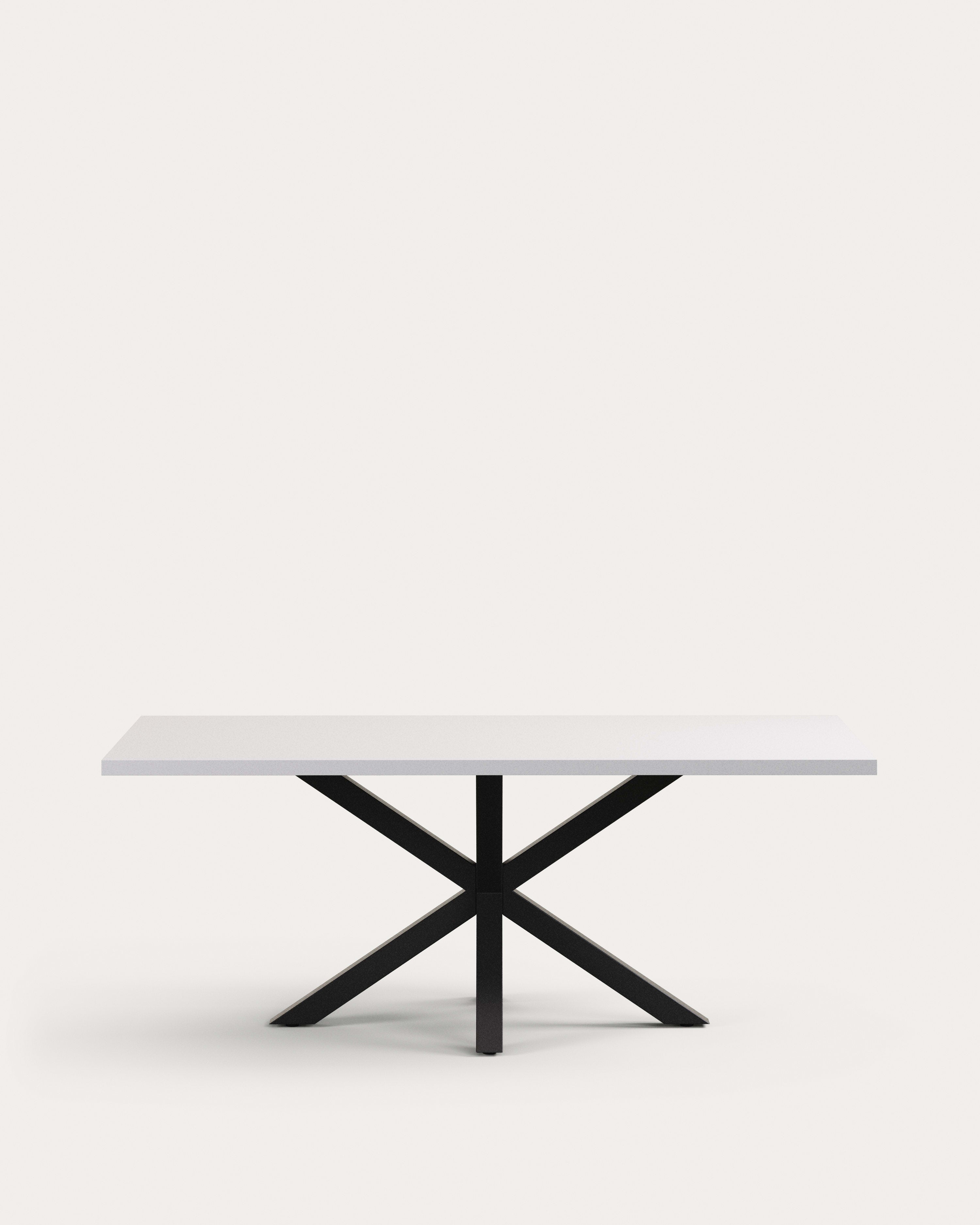 Argo table in melamine with white finish and steel legs with black finish 200 x 100 cm - Product View