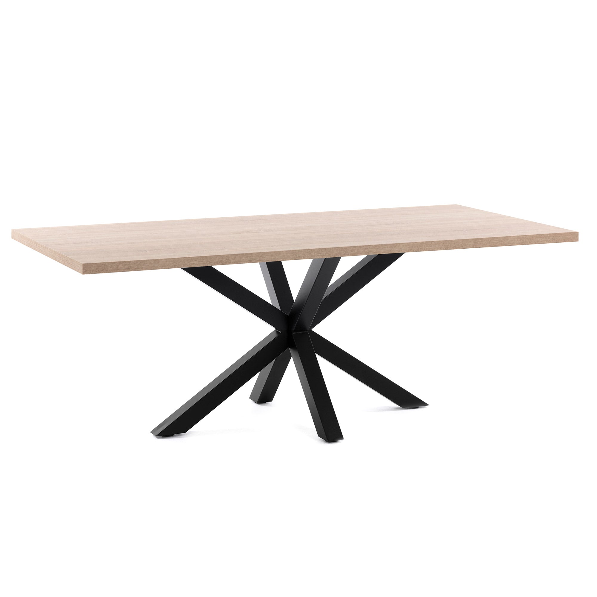 Argo table in melamine with natural finish and steel legs with black finish 200 x 100 cm - Product Image