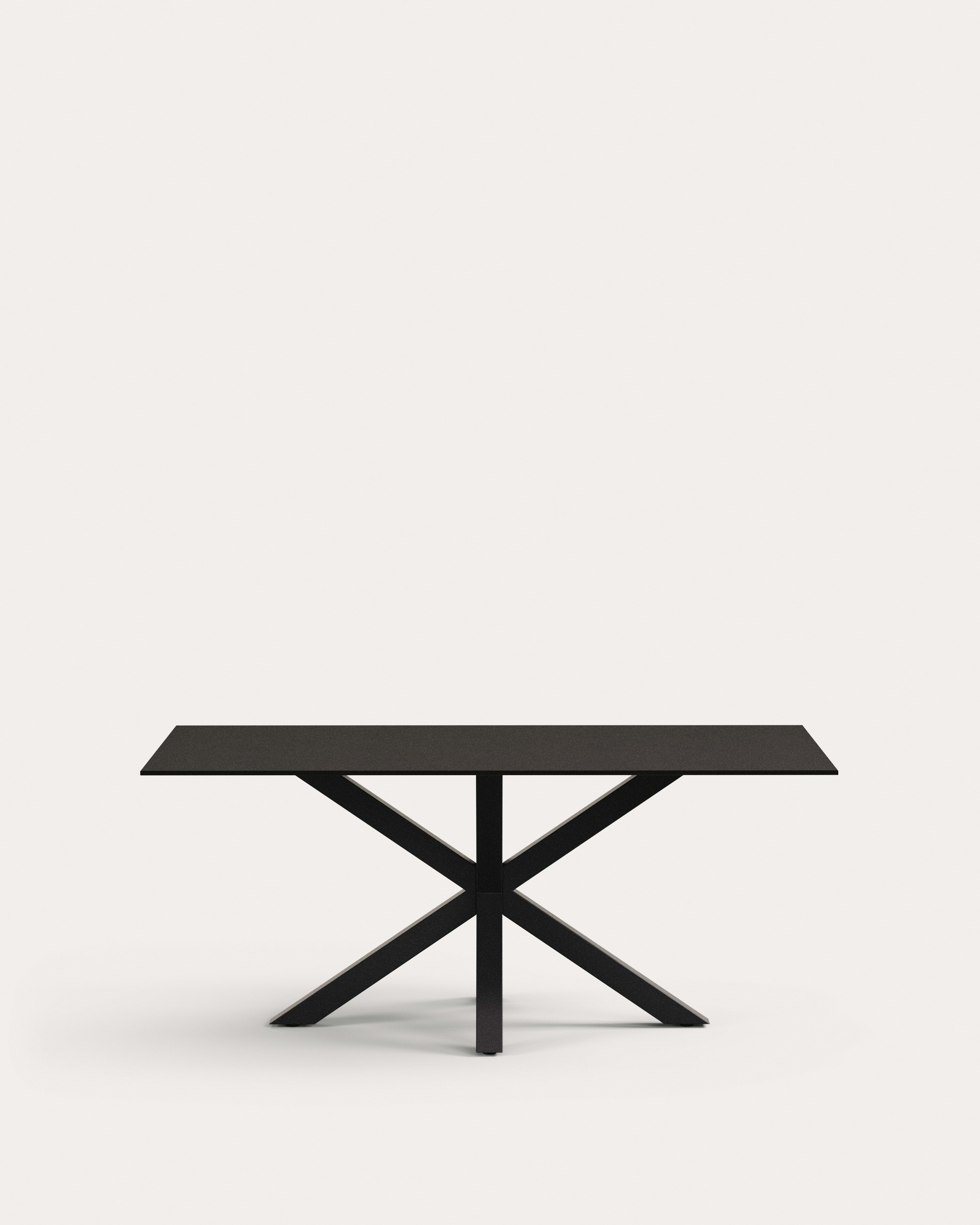 Argo table with black glass and black steel legs 180 x 190  cm - Product View