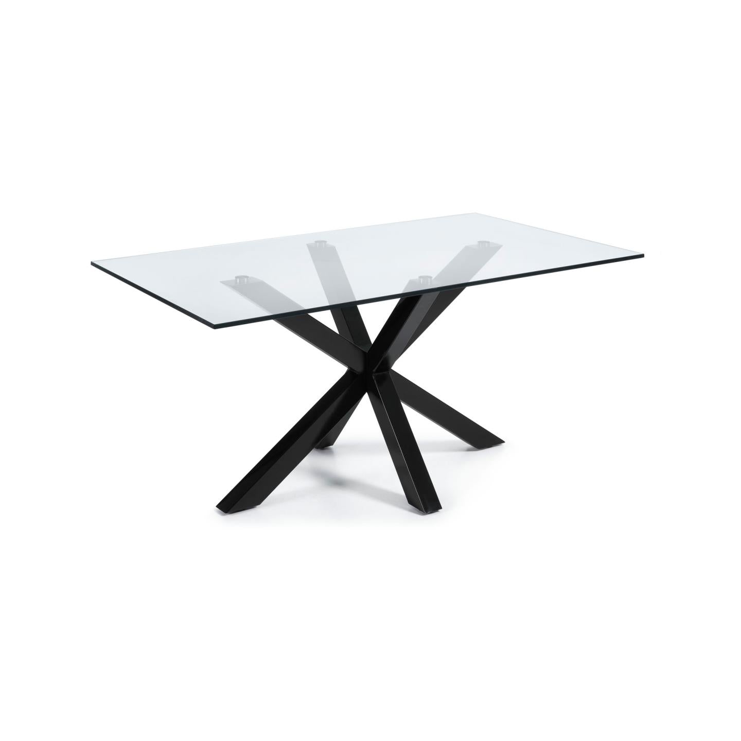 Argo glass table with steel legs with black finish 180 x 100 cm - Product Image