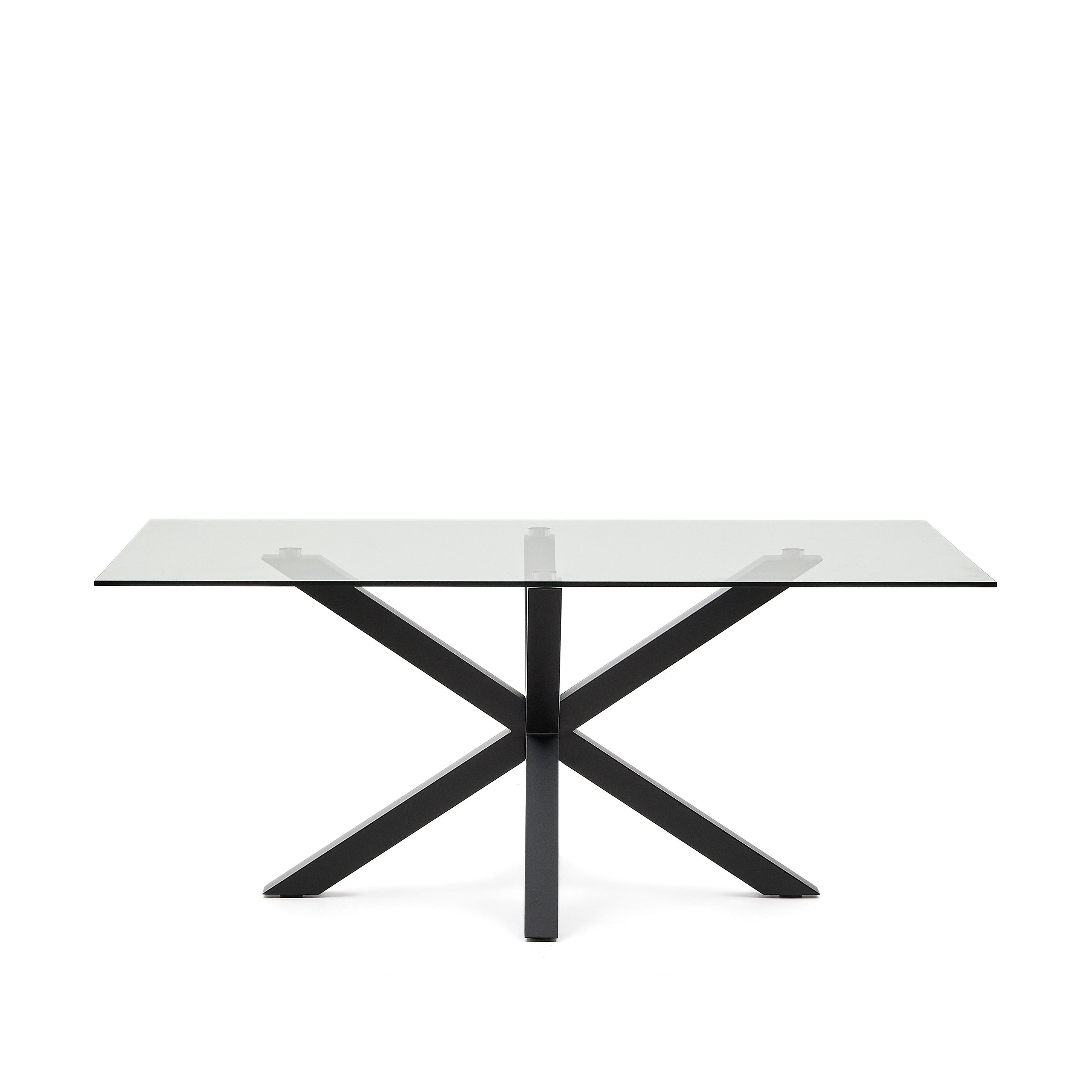 Argo glass table with steel legs with black finish 180 x 100 cm - Product Image