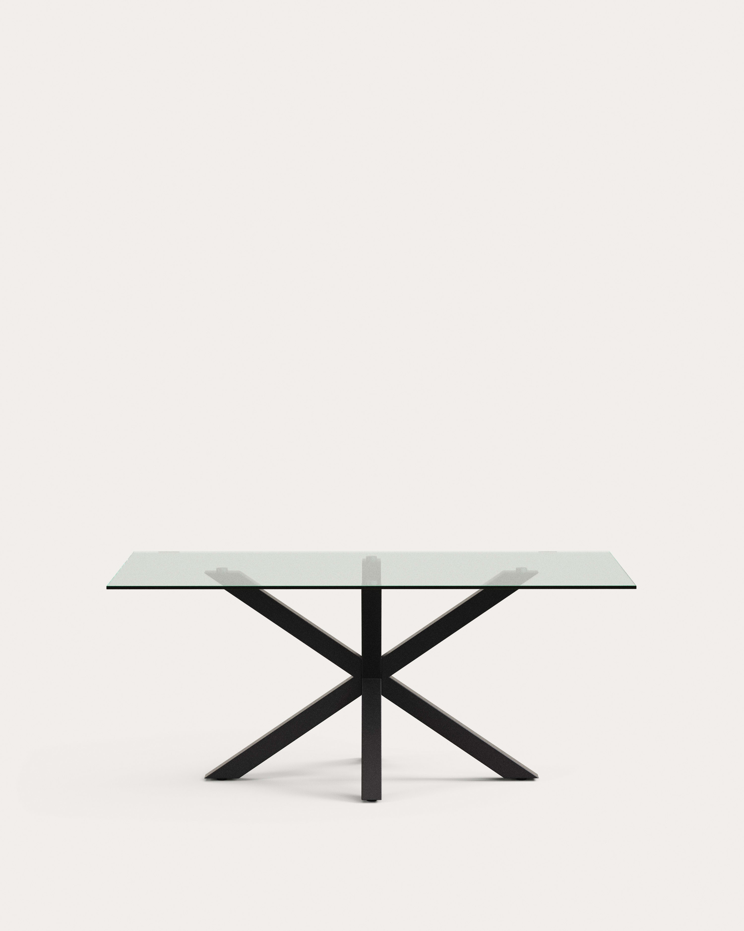 Argo glass table with steel legs with black finish 180 x 100 cm - Product View