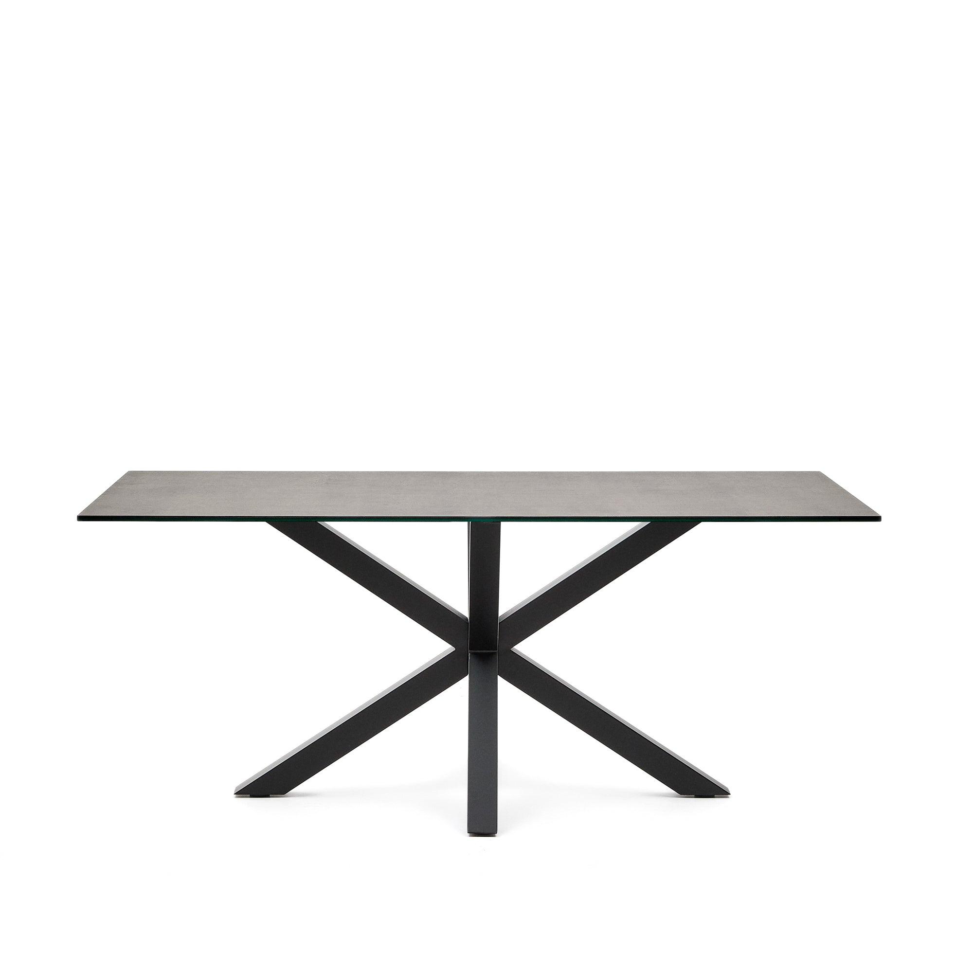 Argo table in Iron Moss porcelain and steel legs with black finish, 180 x 100 cm