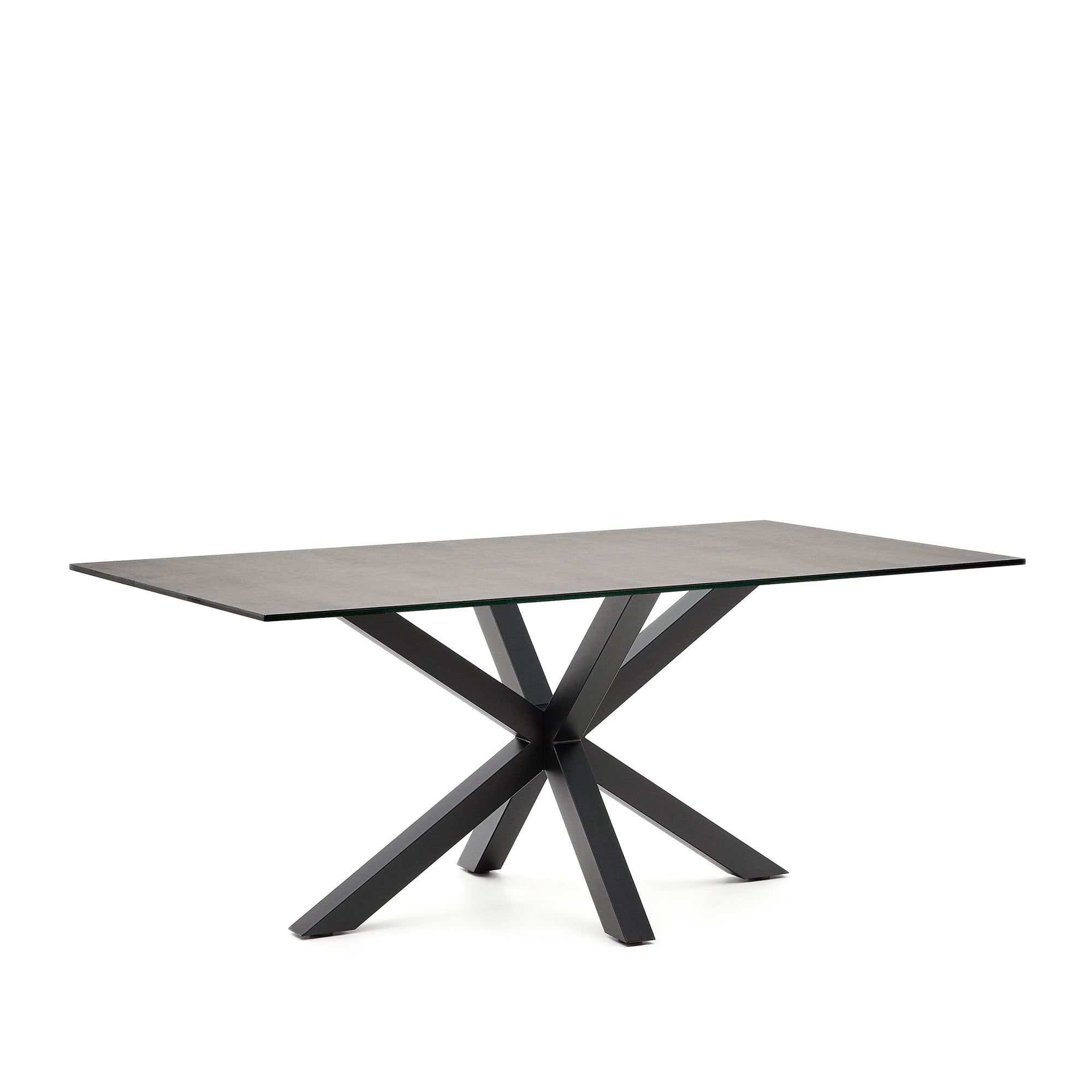 Argo asztal Iron Moss porcelánból és acél lábakkal fekete befejezéssel, 180 x 100 cm