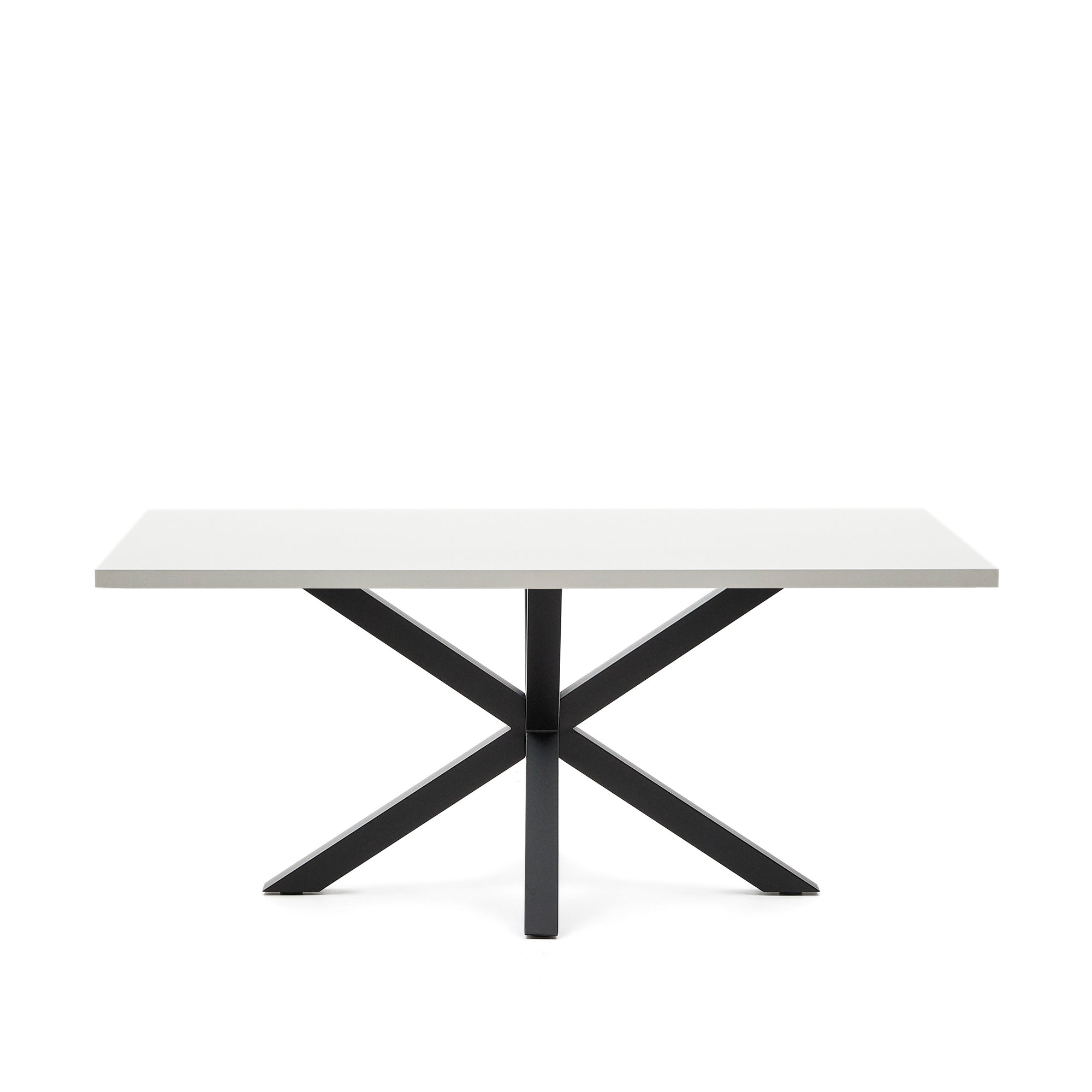Argo table in melamine with white finish and steel legs with black finish 180 x 100 cm - Product Image