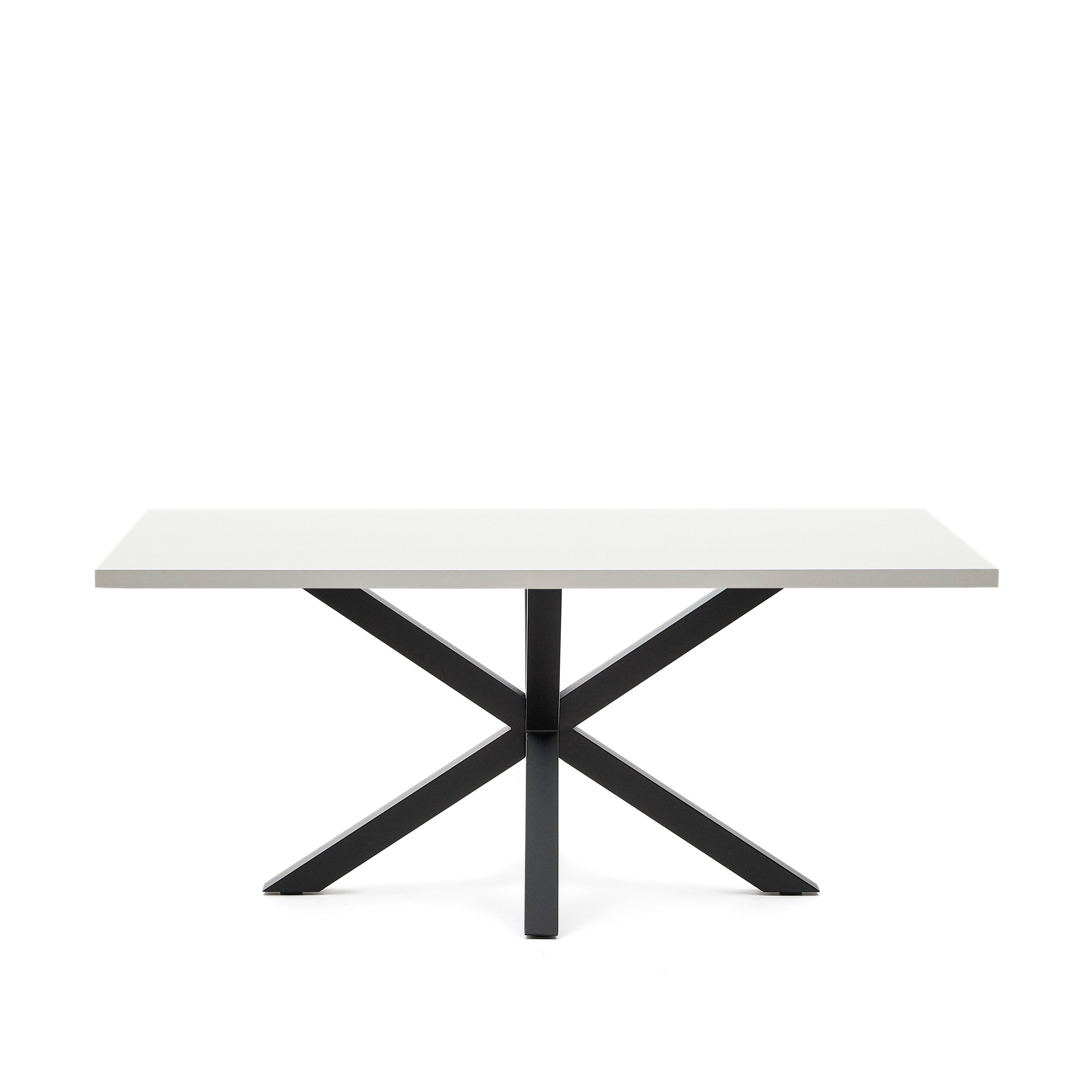 Argo table in melamine with white finish and steel legs with black finish 180 x 100 cm - Product Image