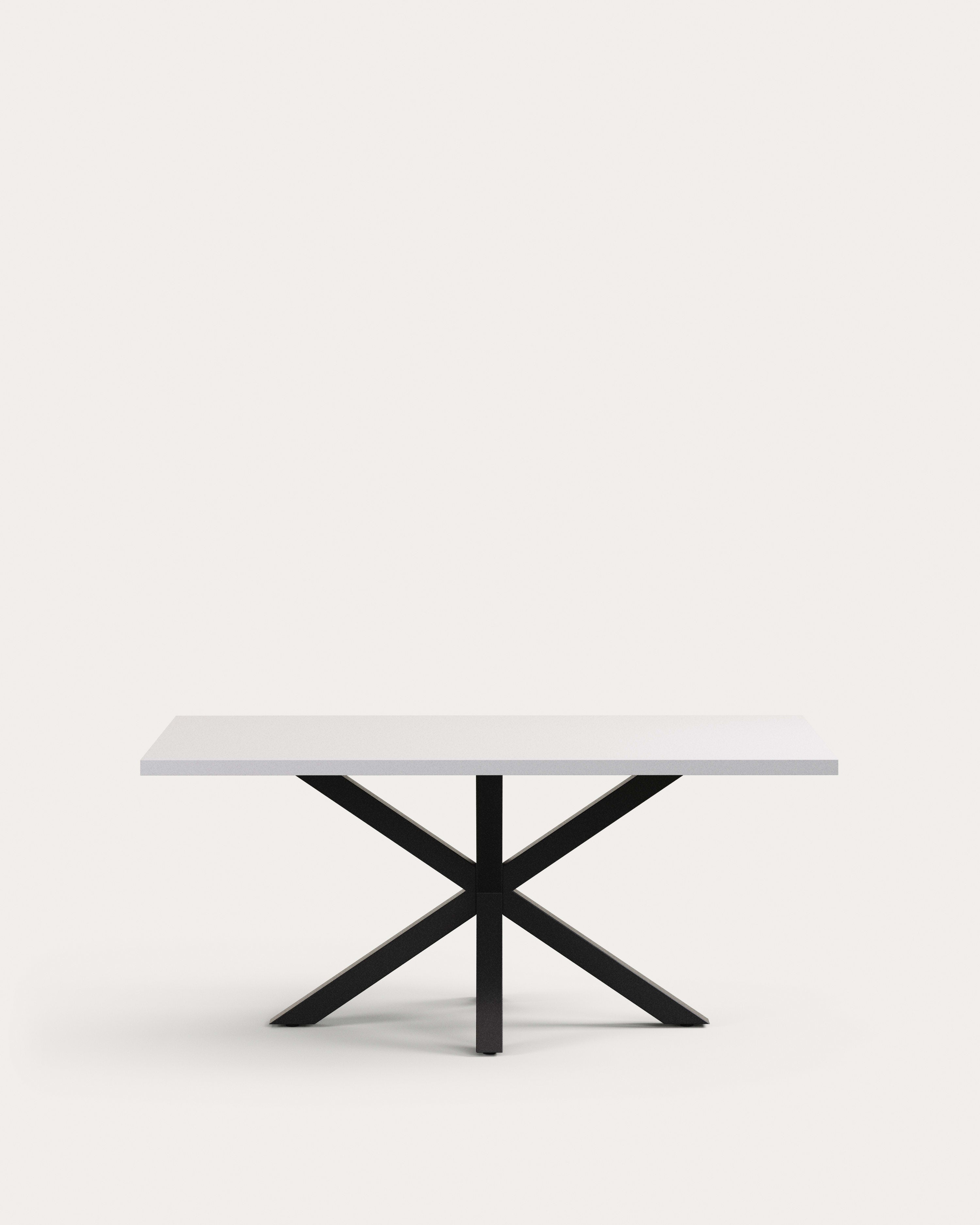 Argo table in melamine with white finish and steel legs with black finish 180 x 100 cm - Product View