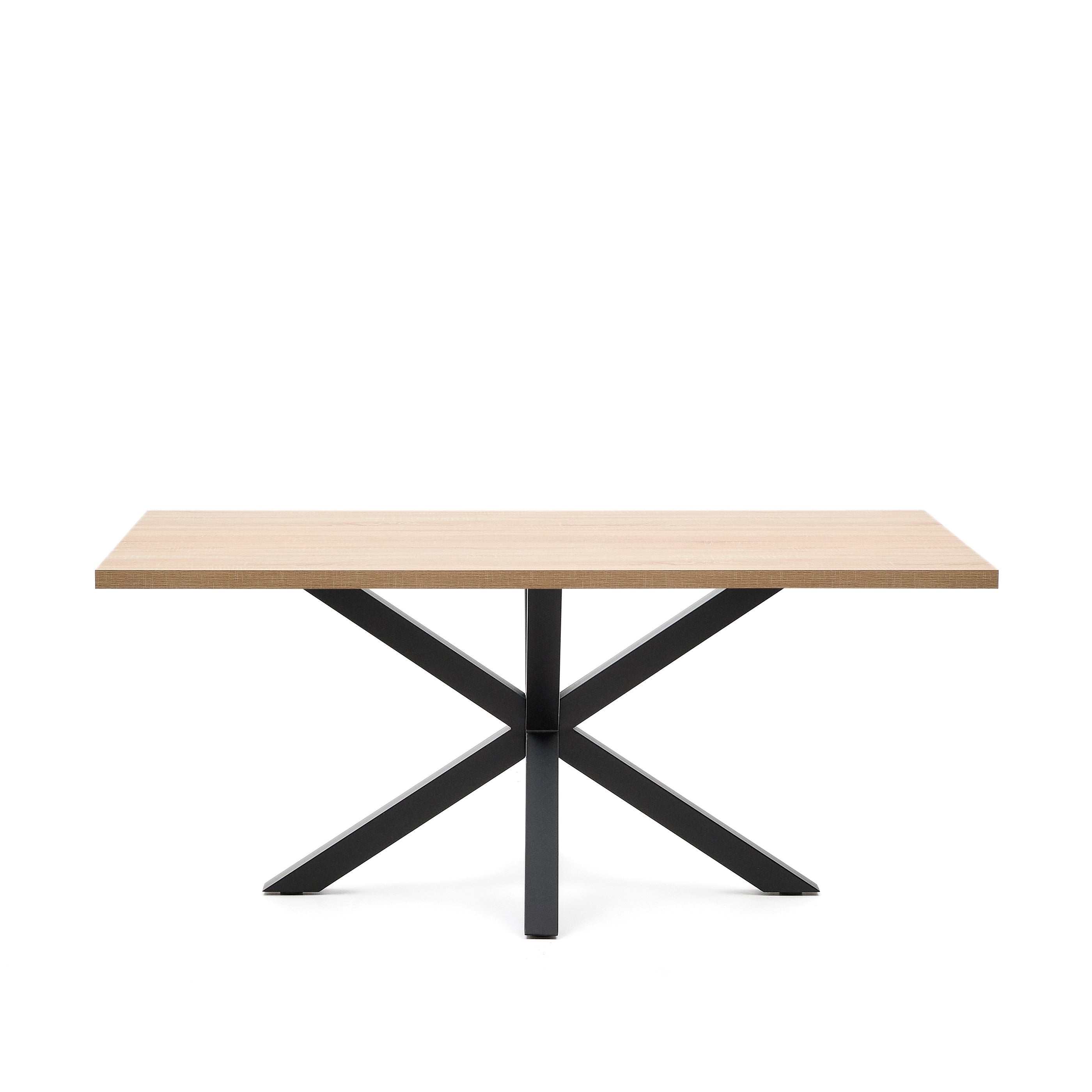 Argo table in melamine with natural finish and steel legs with black finish 180 x 100 cm - Product Image