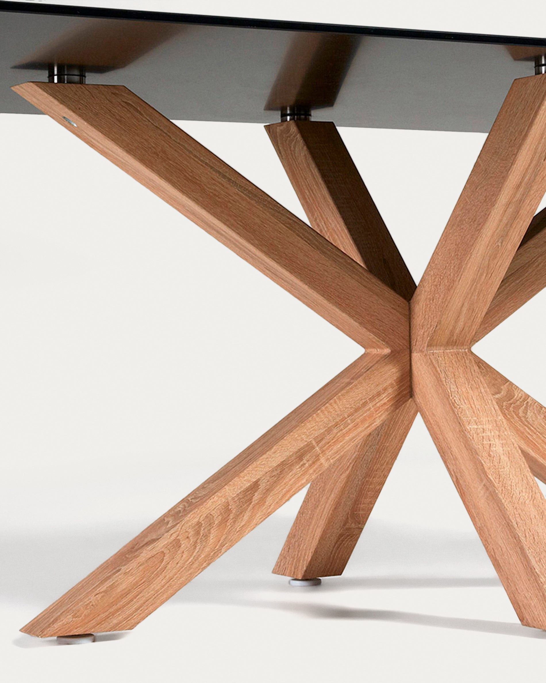 Argo Table with Black Glass and Steel Legs with Wood Finish 200 x 100 cm - Detail
