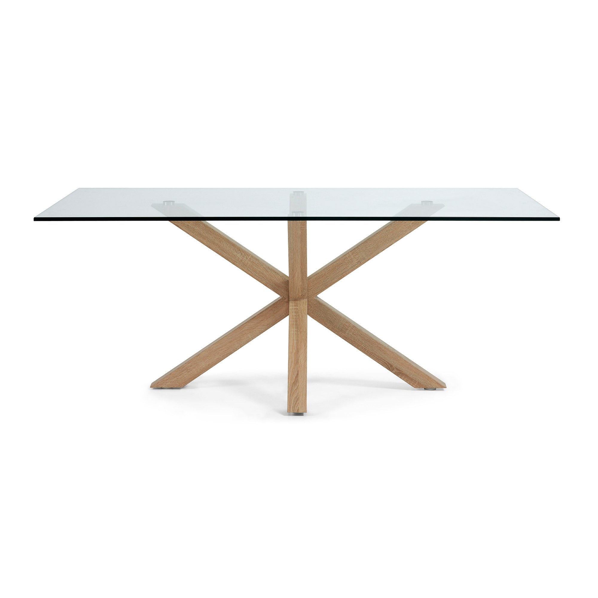 Argo glass table with steel legs with wood-effect finish 200 x 100 cm - Product Image