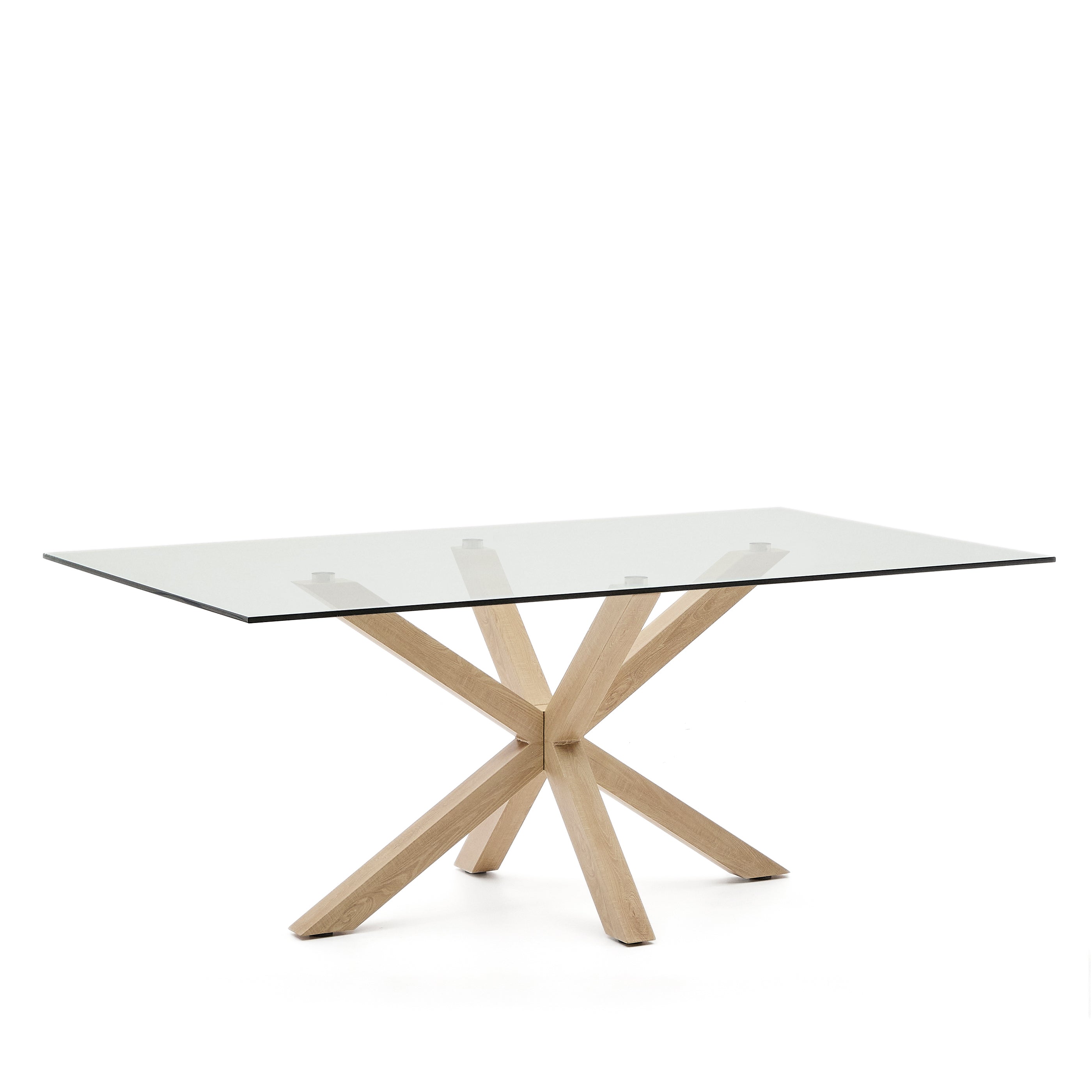 Argo glass table with steel legs with wood-effect finish 200 x 100 cm - Product Image