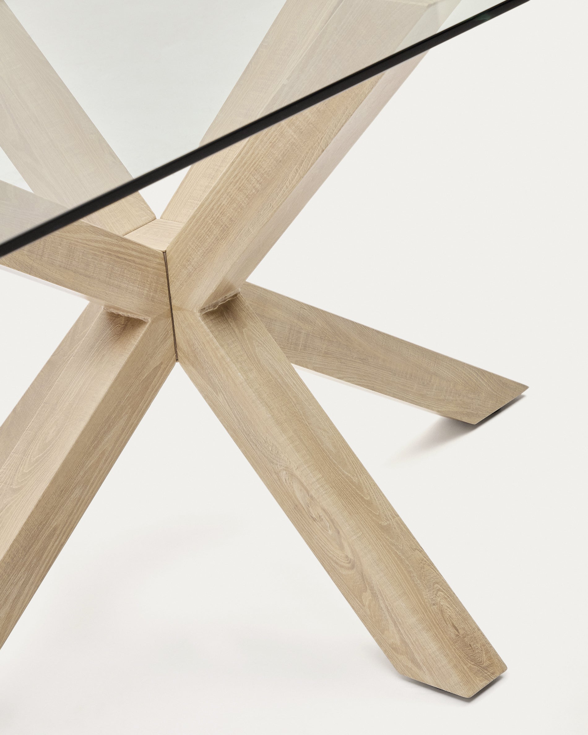 Argo glass table with steel legs with wood-effect finish 200 x 100 cm - Detail