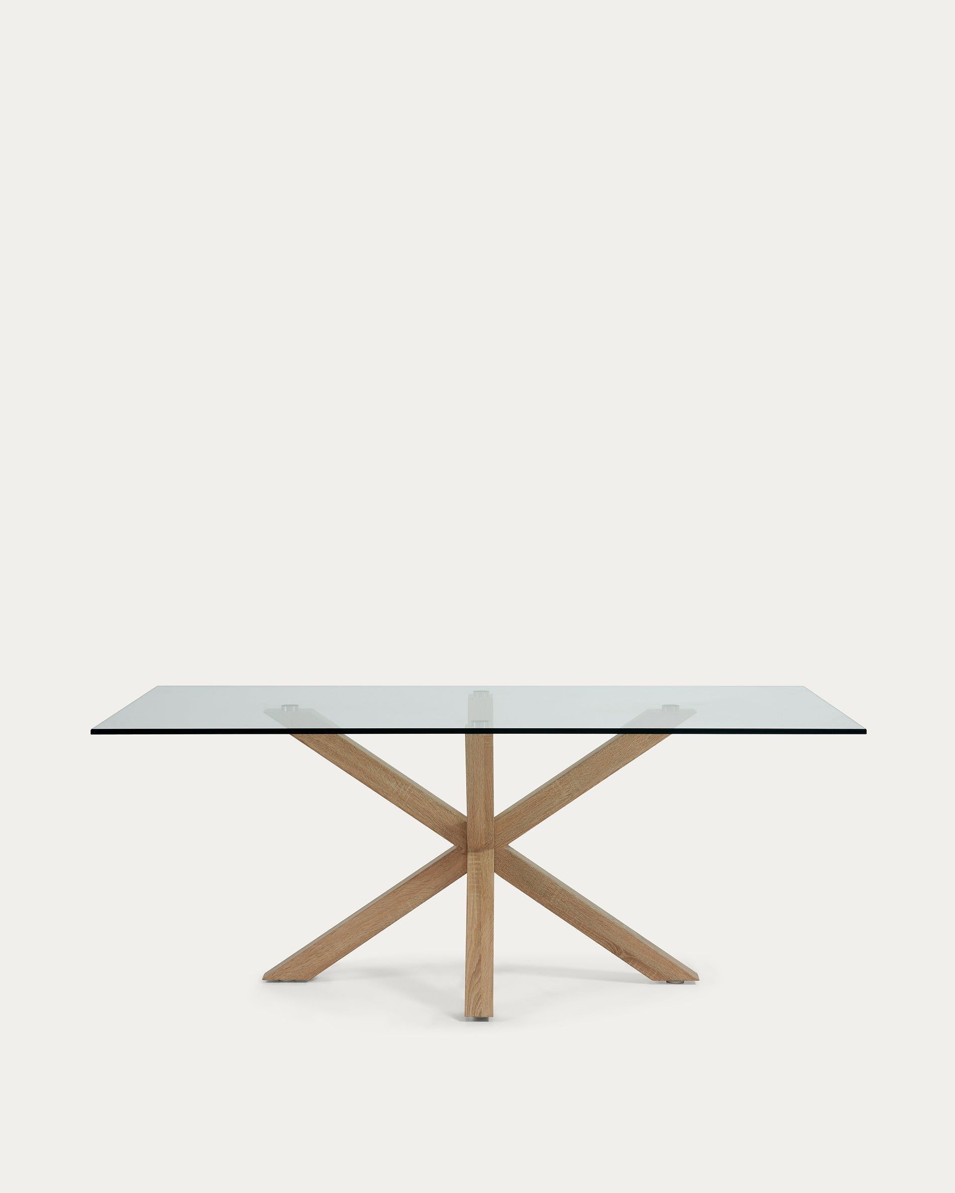 Argo glass table with steel legs with wood-effect finish 200 x 100 cm - Product View