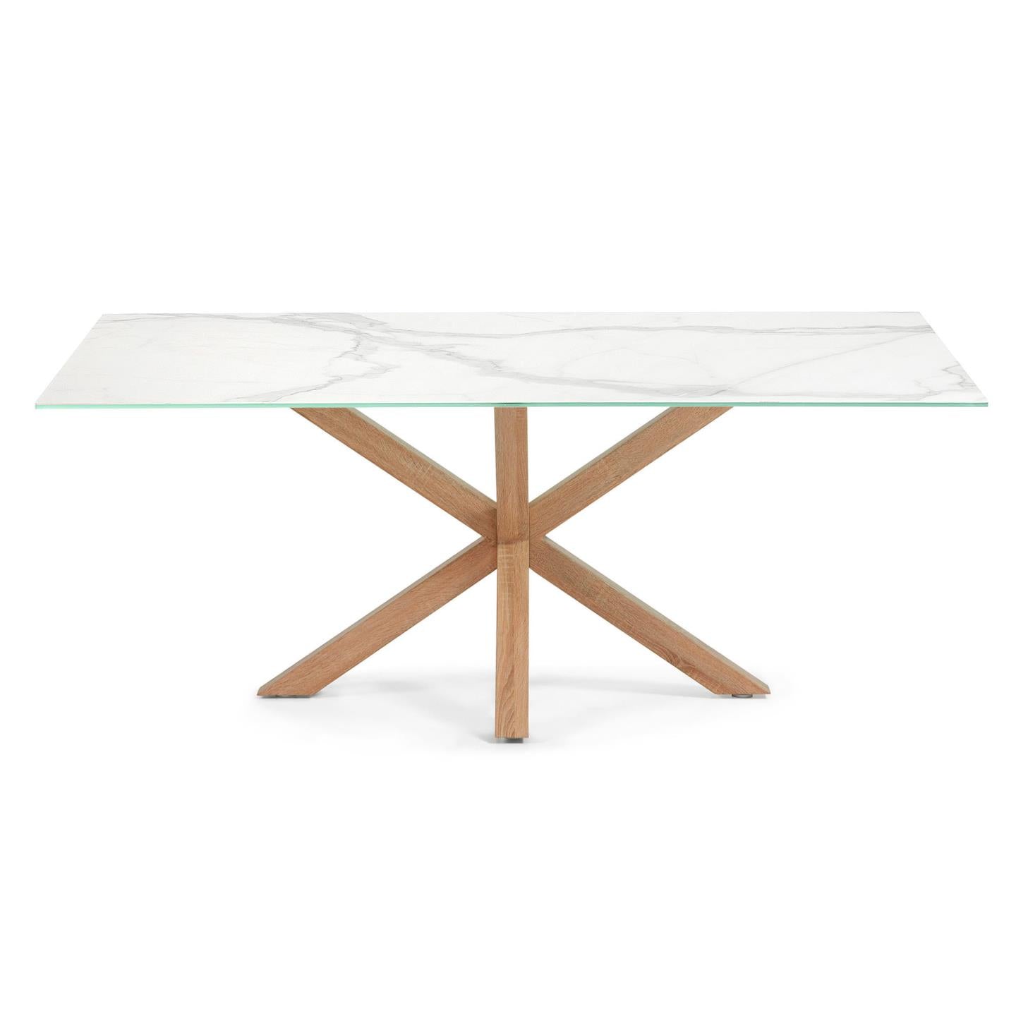 Argo porcelain table in white with steel wooden effect legs 200 x 100 cm - Product Image