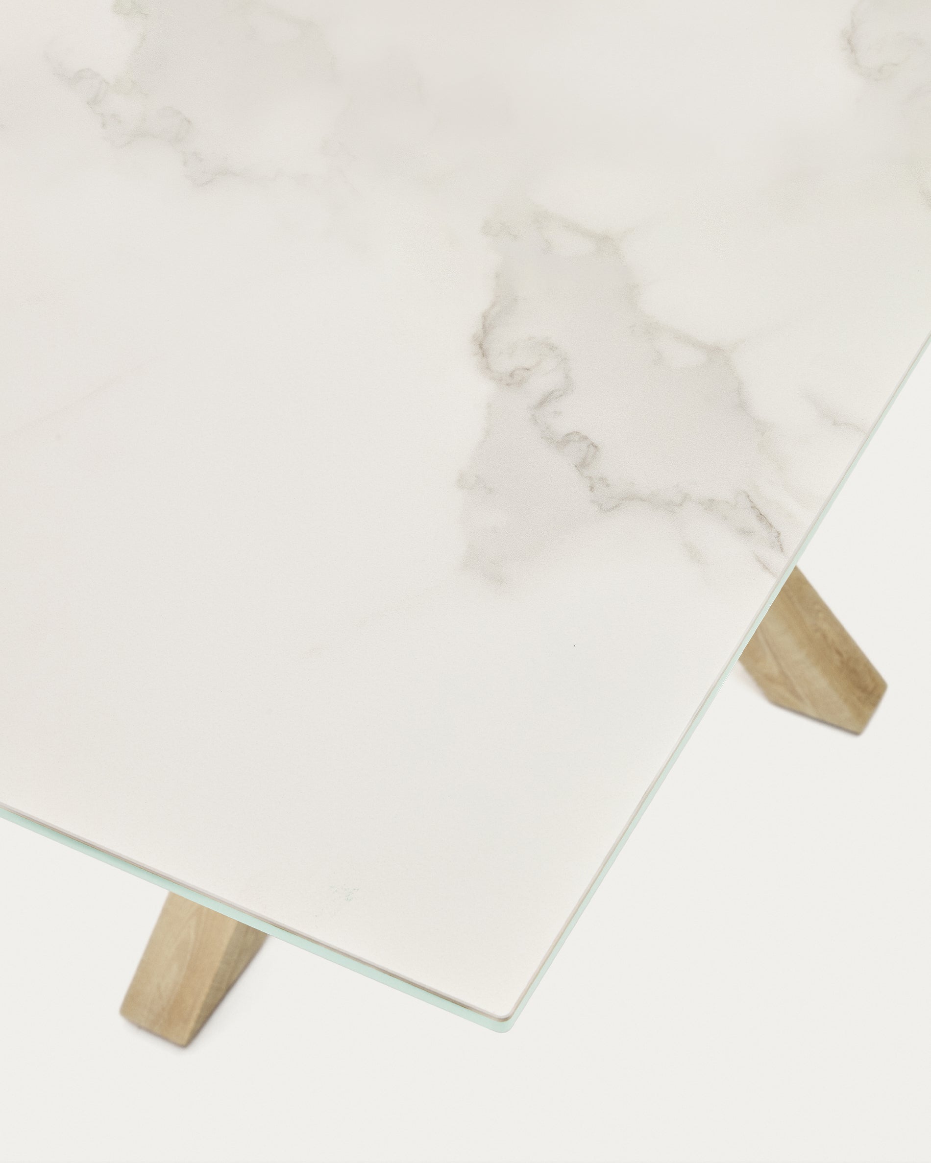 Argo porcelain table in white with steel wooden effect legs 200 x 100 cm - Detail