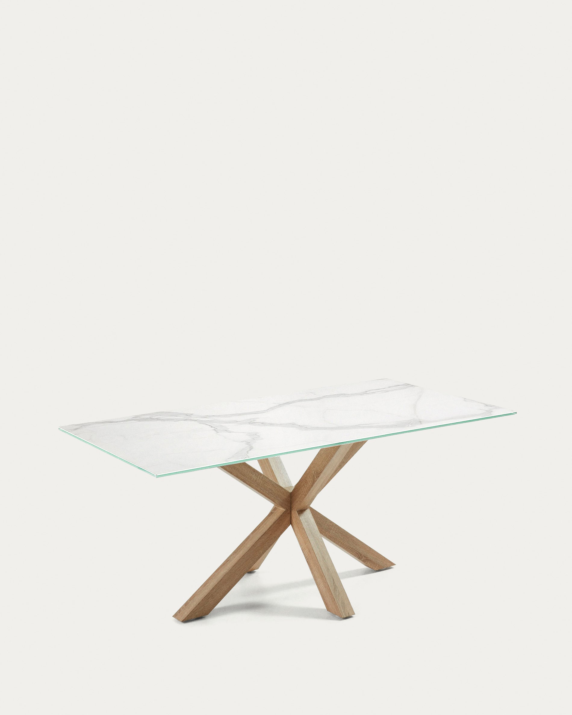 Argo porcelain table in white with steel wooden effect legs 200 x 100 cm - Product View