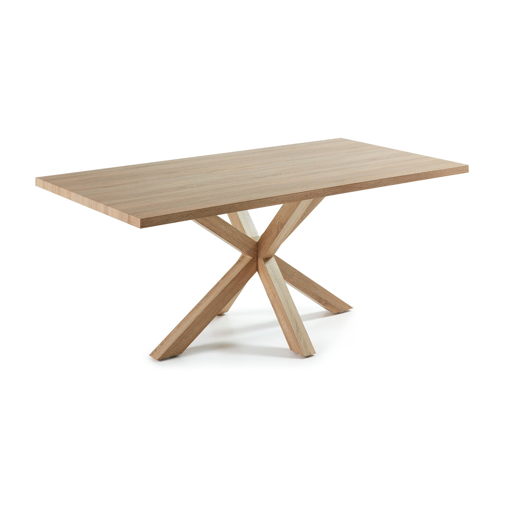 Argo table in melamine with natural finish and wood-effect steel legs 200 x 100 cm - Product Image