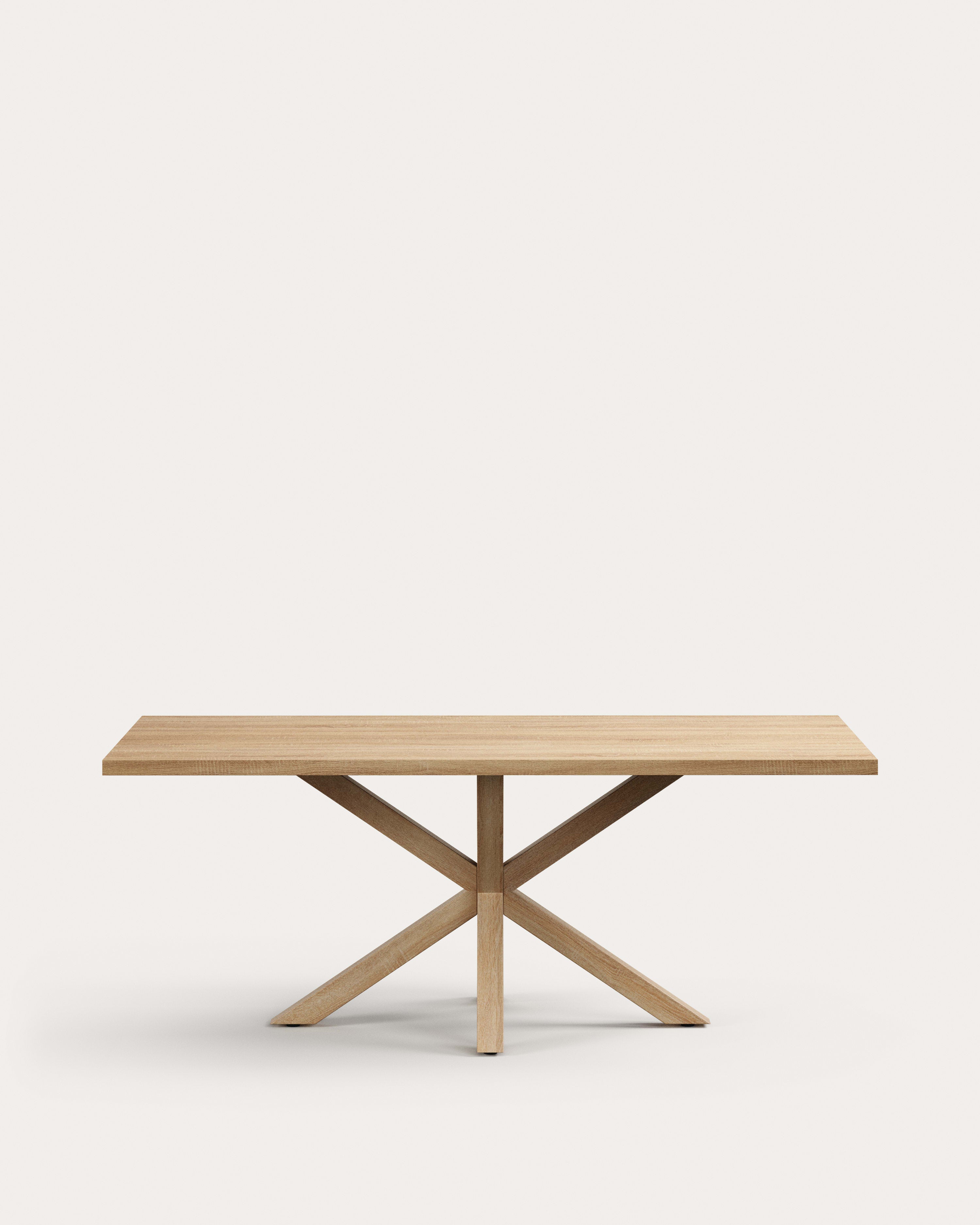 Argo table in melamine with natural finish and wood-effect steel legs 200 x 100 cm - Product View