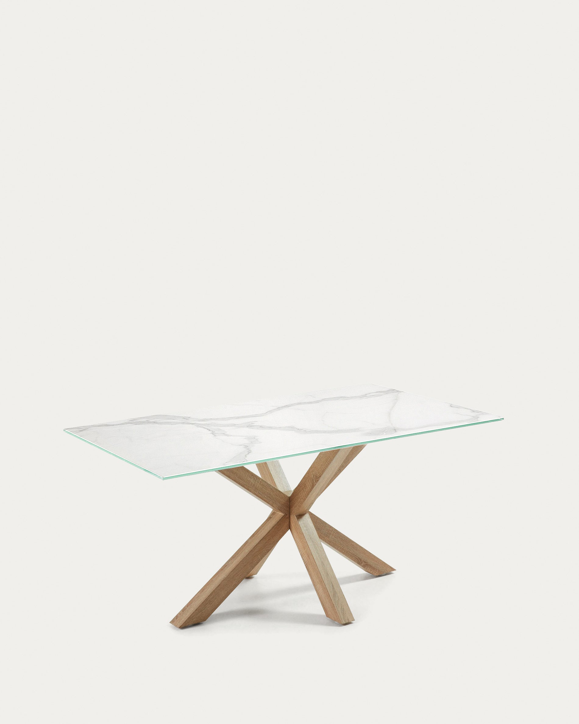 Argo table in white Kalos porcelain and wood-effect steel legs 180 x 100 cm - Product View